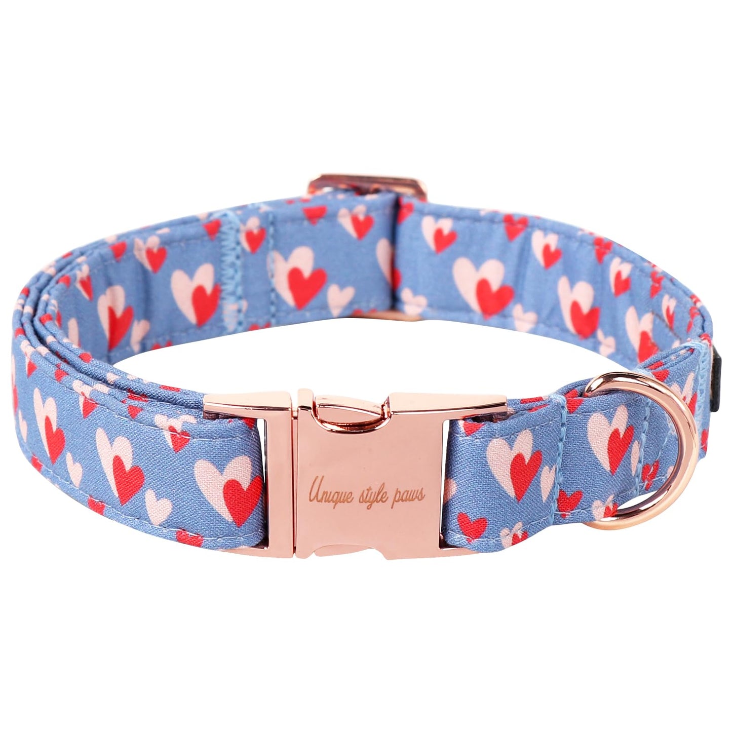 Unique Style Paws Dog Collar With Metal Buckle - Red Rose Flower Gift for Small, Medium, Large Boys Girls Dogs - Durable and Cute