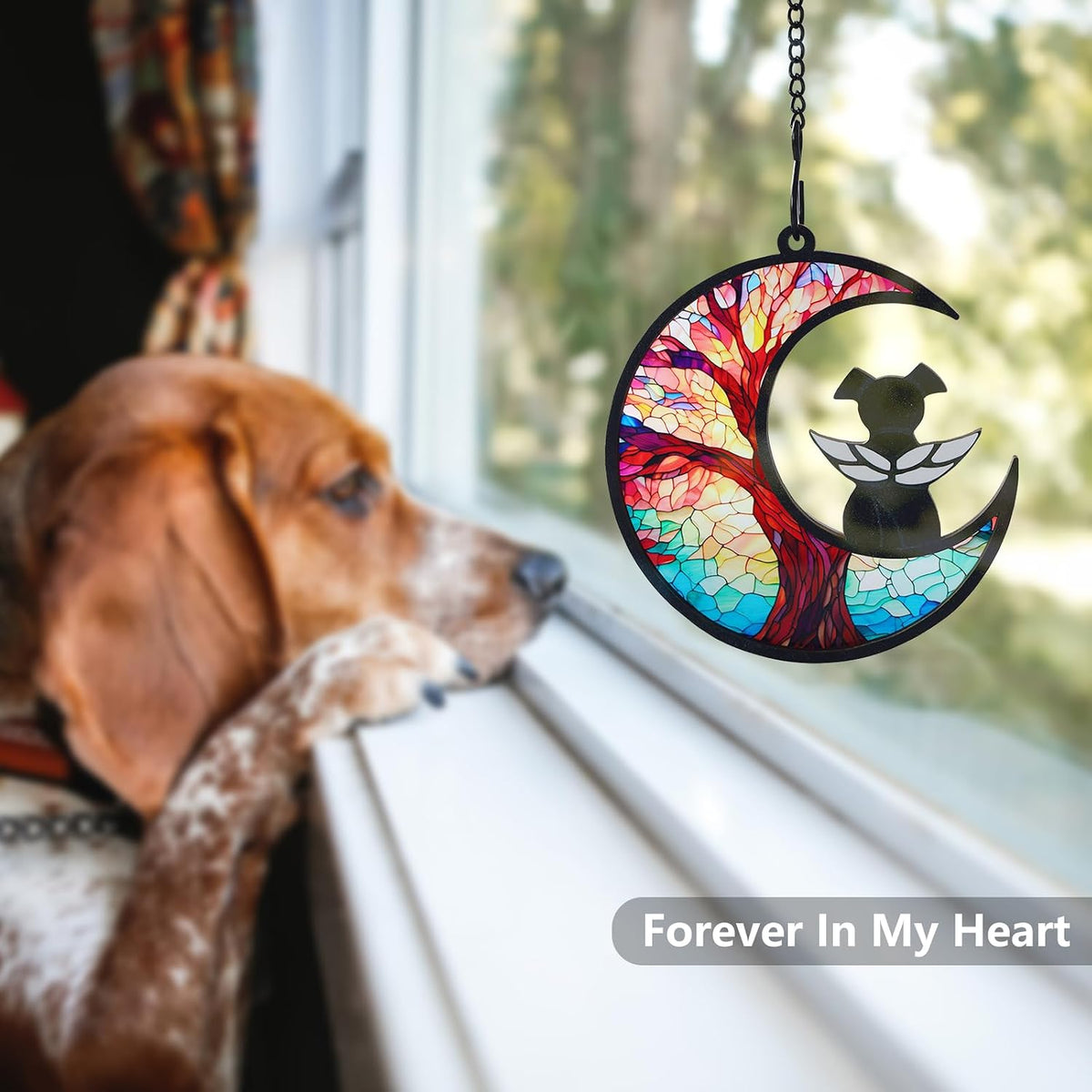 Original CCiaga DIY Dog Angel Memorial Suncatcher with Sympathy Card,Memorial Gifts for Loss of Dog Sympathy Gift,Pet Memorial Gifts for Dogs(3-Life Tree)