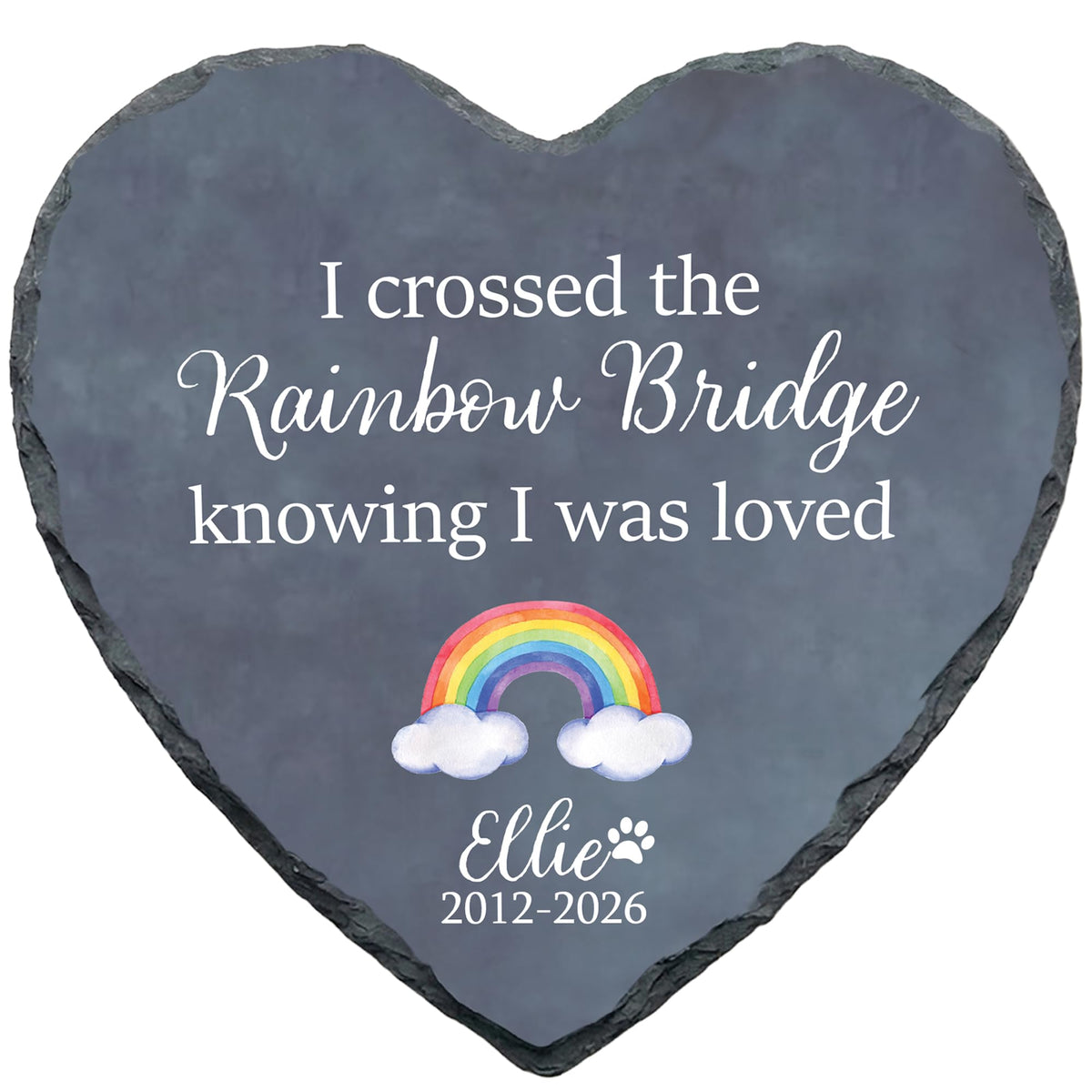 Personalized Dog Memorial Stone, No Longer by Our Side Heart Paw Print Plaque, Pet Loss Gift for Dogs Stone (S-002)