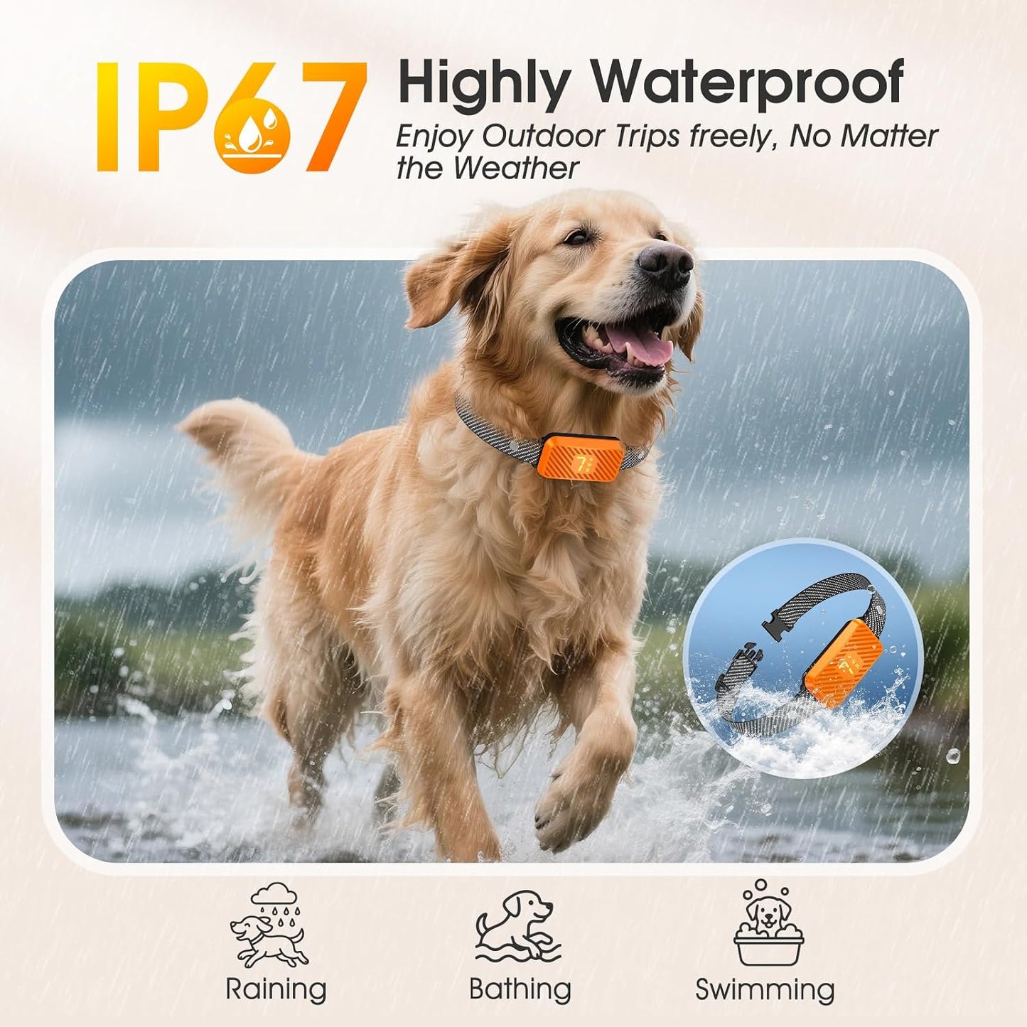 Dog Bark Collar for Large Medium Small Dogs, Effective No-Bark Collar, Smart Barking Collar, 2026 Upgraded Bark Collar with 7 Sensitivity, 3 Modes,Carrot Orange
