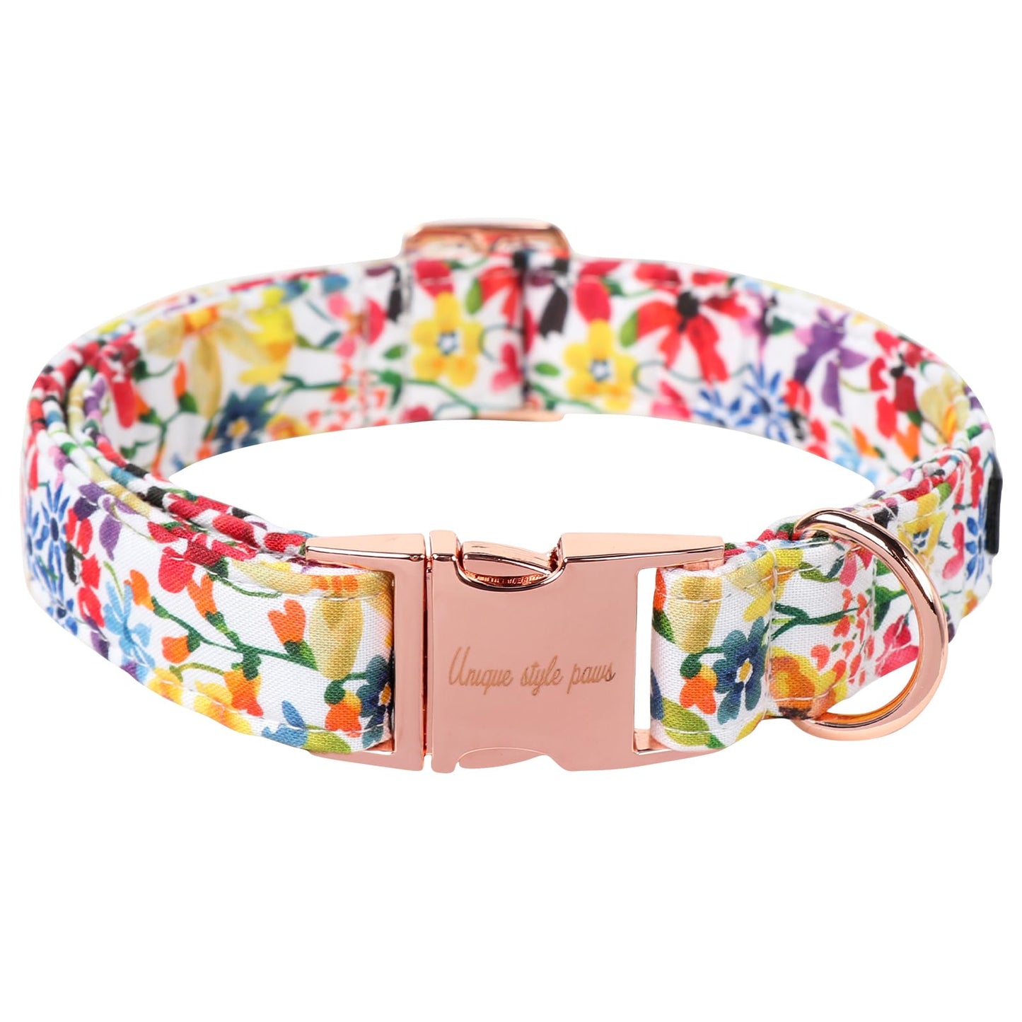 Unique Style Paws Dog Collar With Metal Buckle - Red Rose Flower Gift for Small, Medium, Large Boys Girls Dogs - Durable and Cute