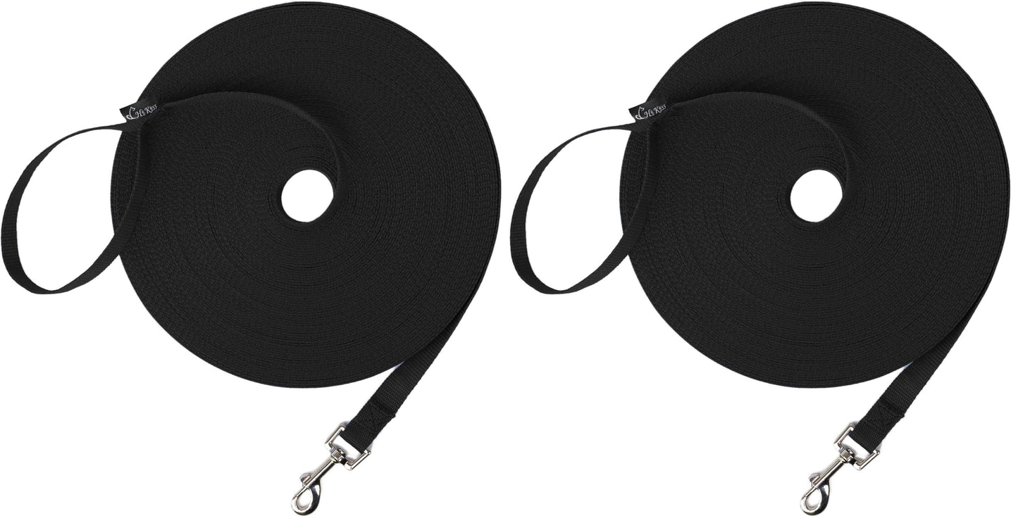 Hi Kiss Dog/Puppy Obedience Recall Training Agility Lead - 15ft 20ft 30ft 50ft 100ft Training Leash - Great for Play, Camping, or Backyard - Black 20ft