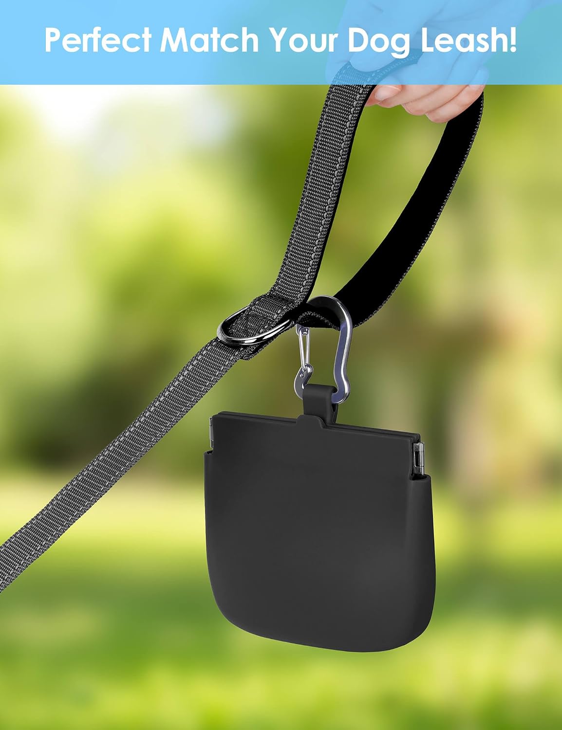 1Cup Silicone Dog Training Treat Pouch for Leash or Belt Loop(Black)