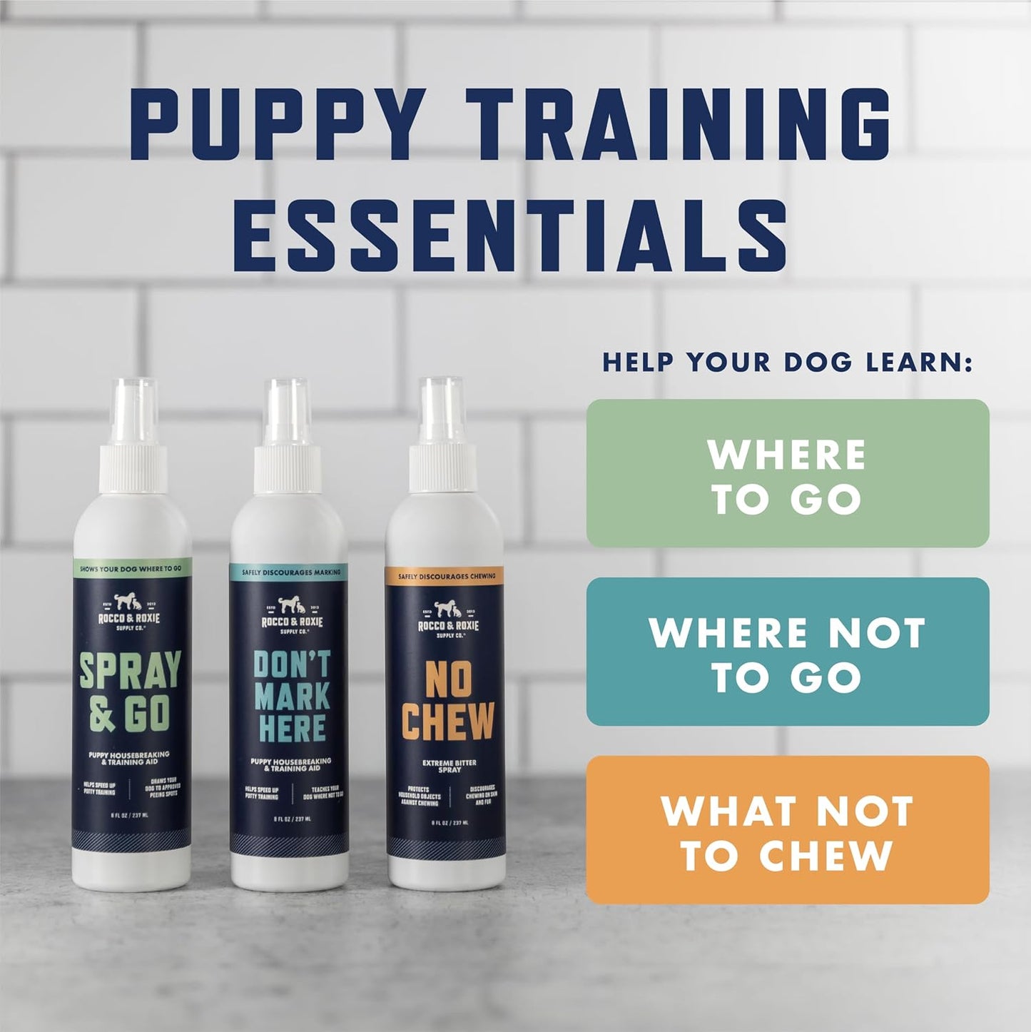 Rocco & Roxie No Chew Spray for Dogs - Alcohol-Free with Copaiba Oil, 8oz
