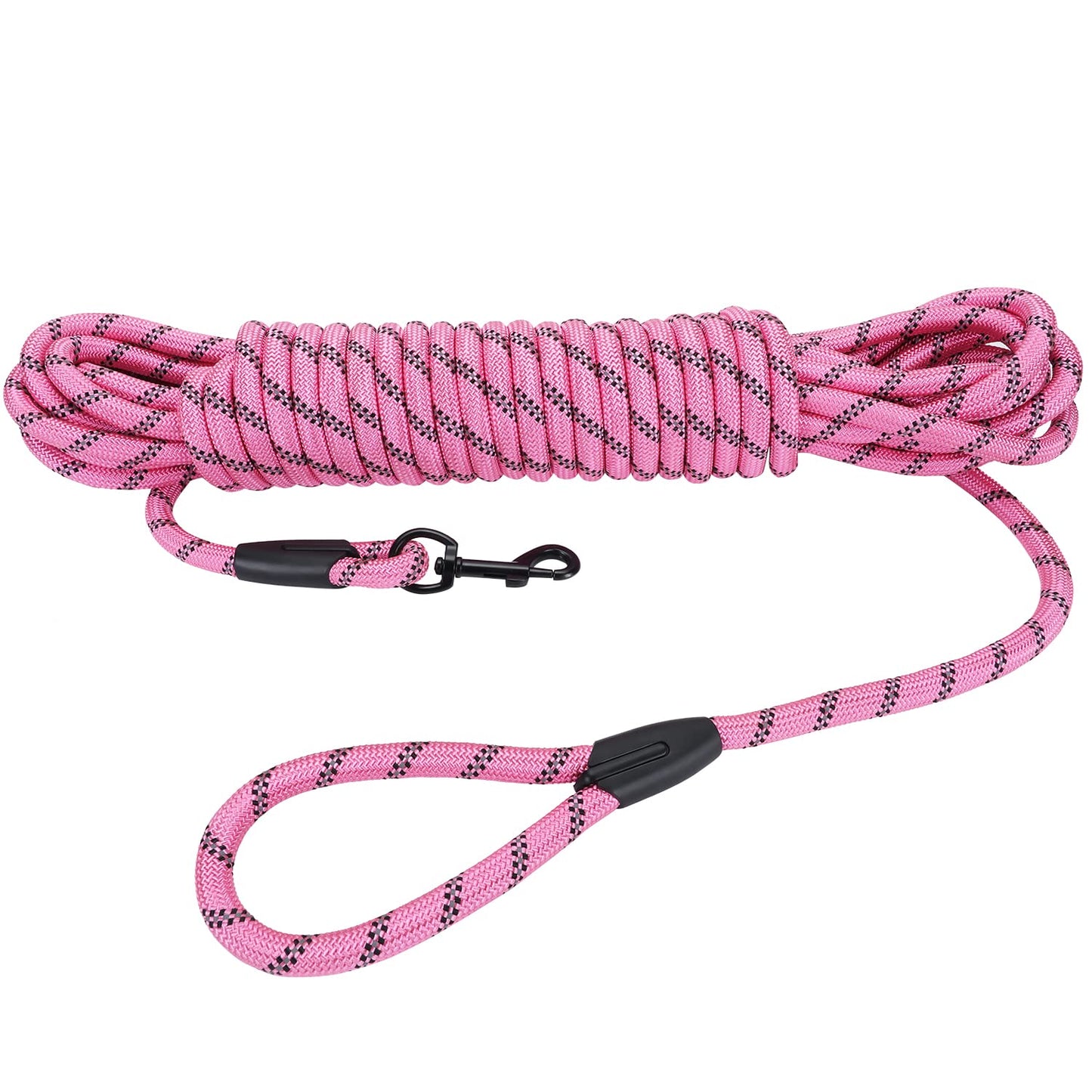 Hi Kiss Dog/Puppy Obedience Recall Training Agility Lead - 15ft 20ft 30ft 50ft 100ft Training Leash - Great for Play, Camping, or Backyard - Black 20ft