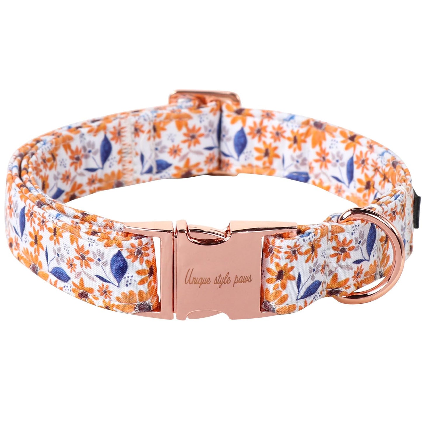Unique Style Paws Dog Collar With Metal Buckle - Red Rose Flower Gift for Small, Medium, Large Boys Girls Dogs - Durable and Cute