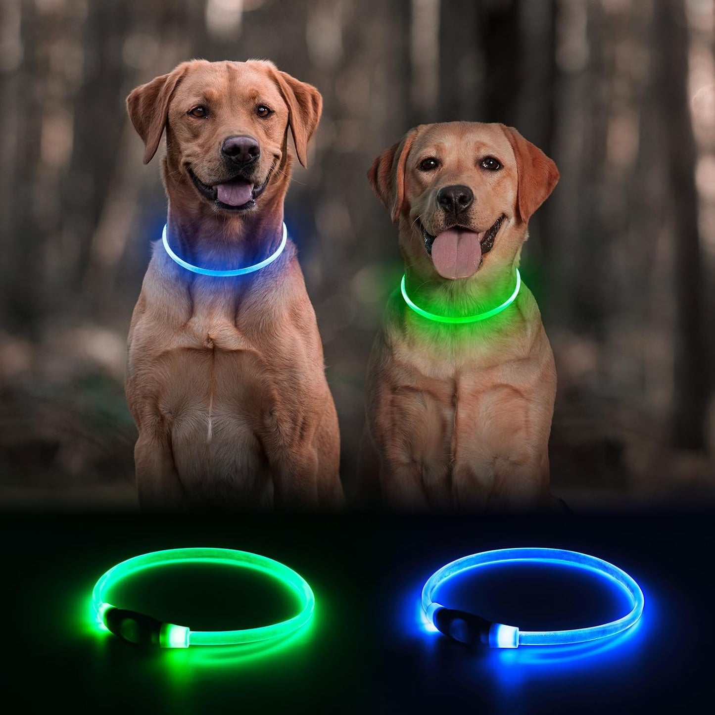 2 Packs Light Up Dog Collar, Kpuplol USB Rechargeable Dog Lights for Night