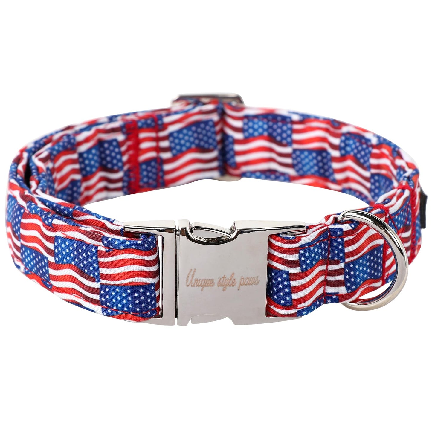 Unique Style Paws Dog Collar With Metal Buckle - Red Rose Flower Gift for Small, Medium, Large Boys Girls Dogs - Durable and Cute