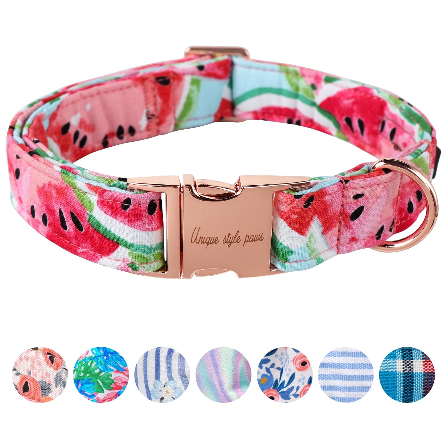 Unique Style Paws Dog Collar With Metal Buckle - Red Rose Flower Gift for Small, Medium, Large Boys Girls Dogs - Durable and Cute