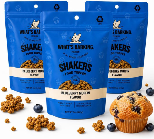 Shakers Dog Meal Toppers, Blueberry Muffin, Non-GMO, 3 Pack
