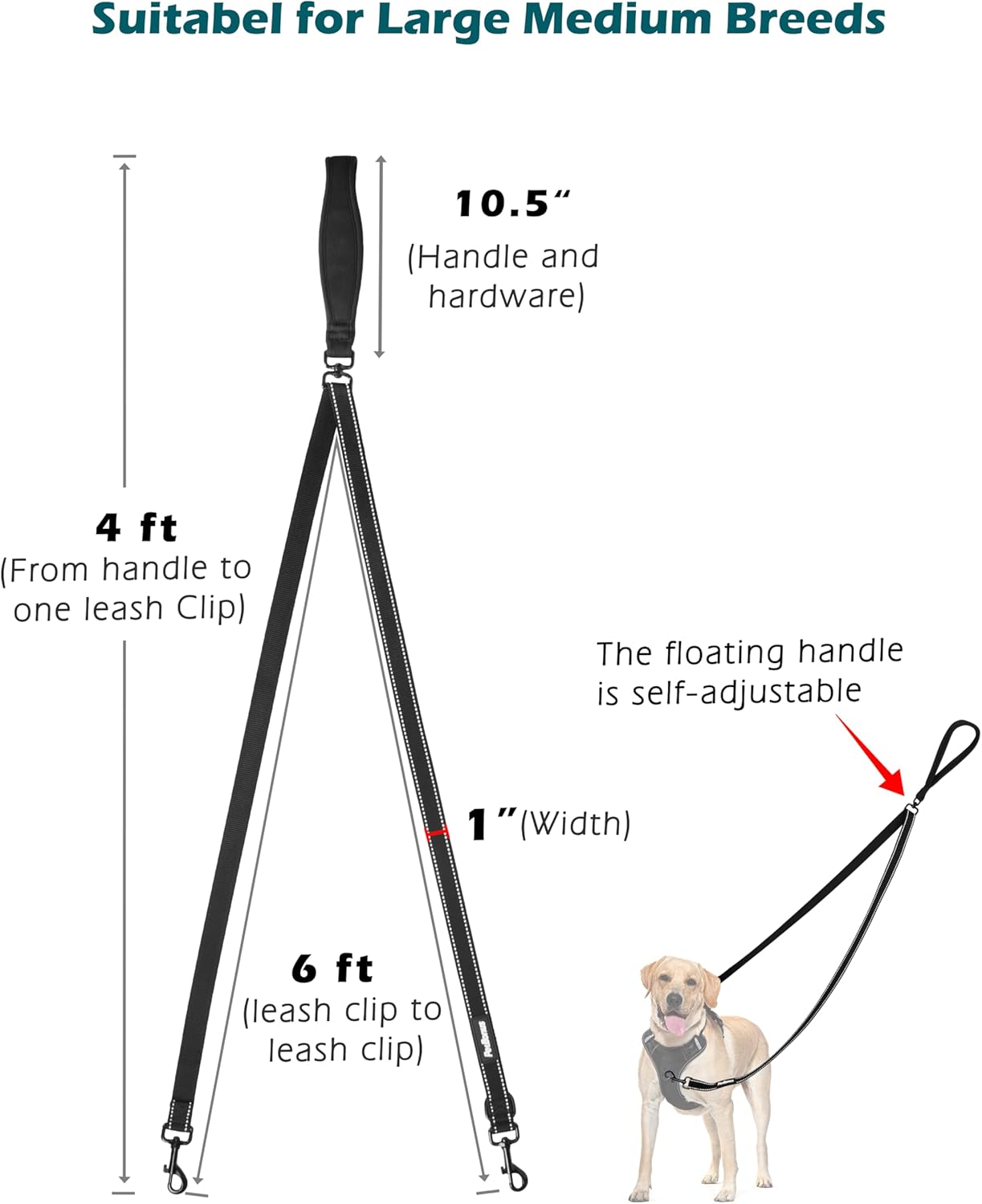 PetBonus Two Point Control Dog Leash, No Tangle Training Walking Leashes