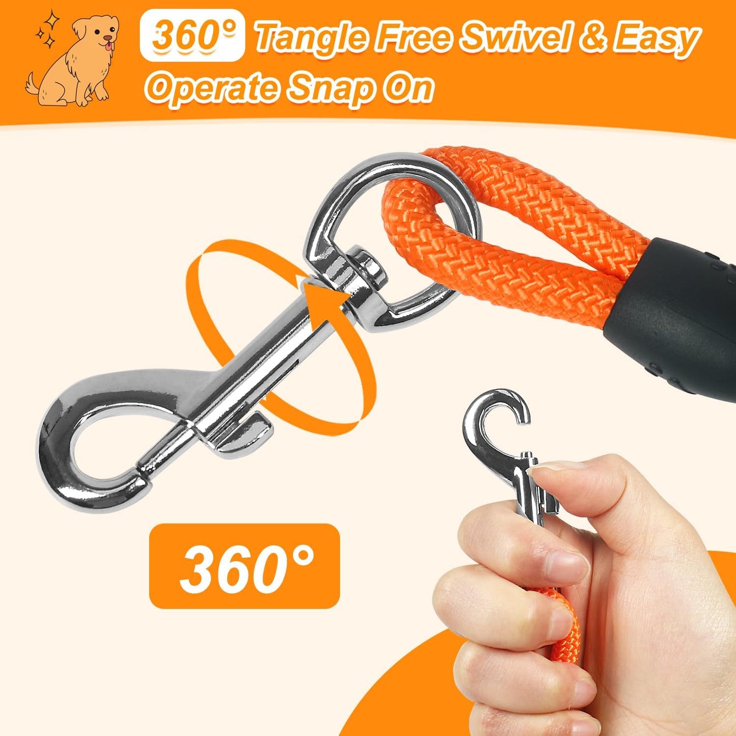 Vivifying Floating Long Dog Leash, 20FT Dog Training Leash, Lightweight Dog Check Cord Rope Lead with Comfortable Handle for Outside, Hiking, Swimming, Beach and Lake