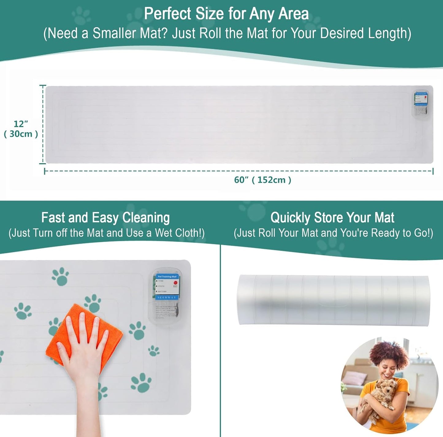 SEERWAY Scat Pet Shock Mat for Dog & Cat: 3 Training Modes 60x12 Inches
