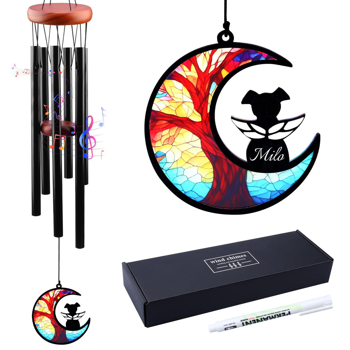 Dog Memorial Wind Chime for Loss of Pet Sympathy Bereavement Gift (Paw)