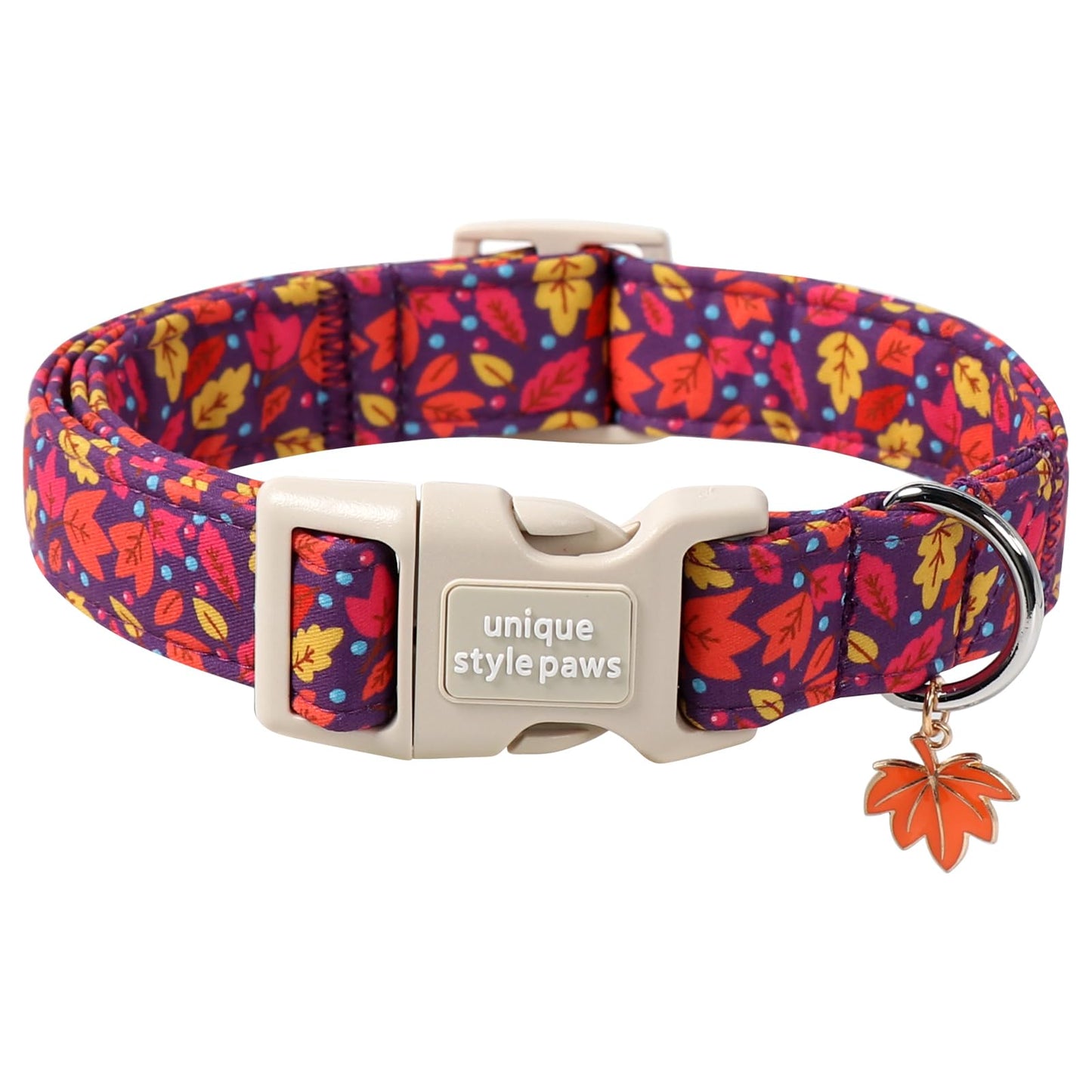 Unique Style Paws Dog Collar With Metal Buckle - Red Rose Flower Gift for Small, Medium, Large Boys Girls Dogs - Durable and Cute