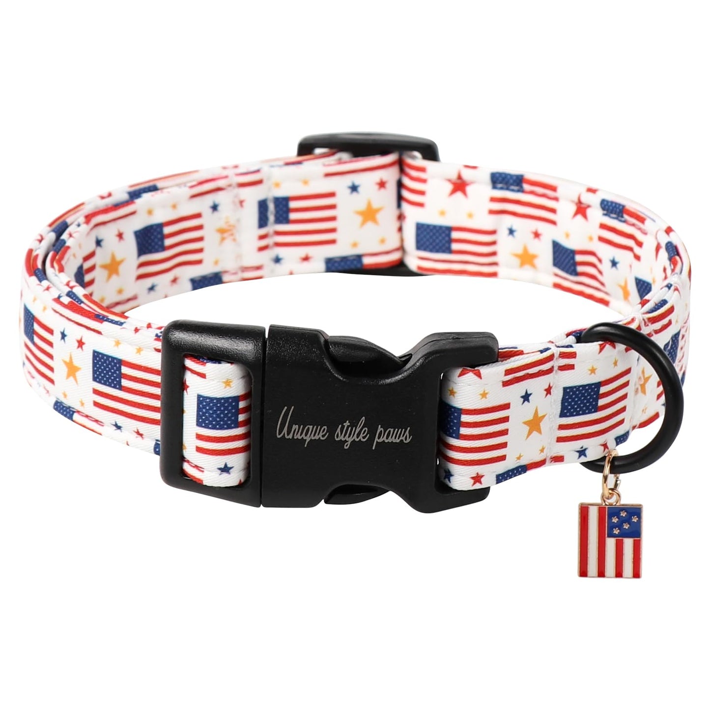 Unique Style Paws Dog Collar With Metal Buckle - Red Rose Flower Gift for Small, Medium, Large Boys Girls Dogs - Durable and Cute