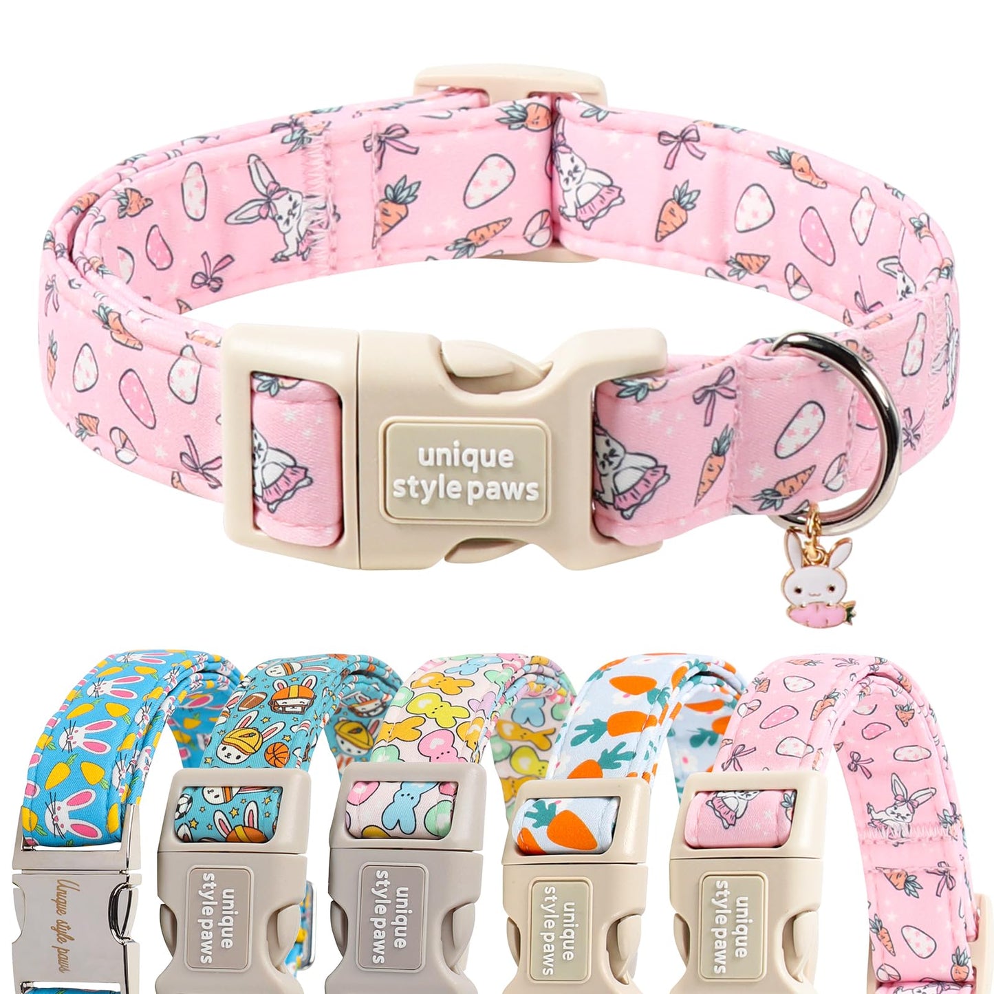 Unique Style Paws Dog Collar With Metal Buckle - Red Rose Flower Gift for Small, Medium, Large Boys Girls Dogs - Durable and Cute