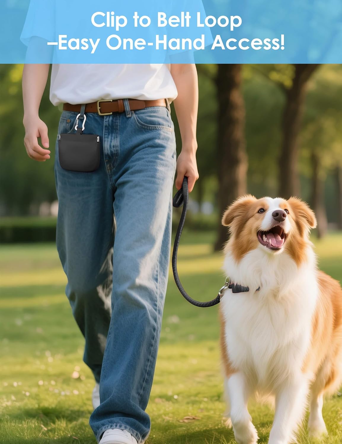 1Cup Silicone Dog Training Treat Pouch for Leash or Belt Loop(Black)