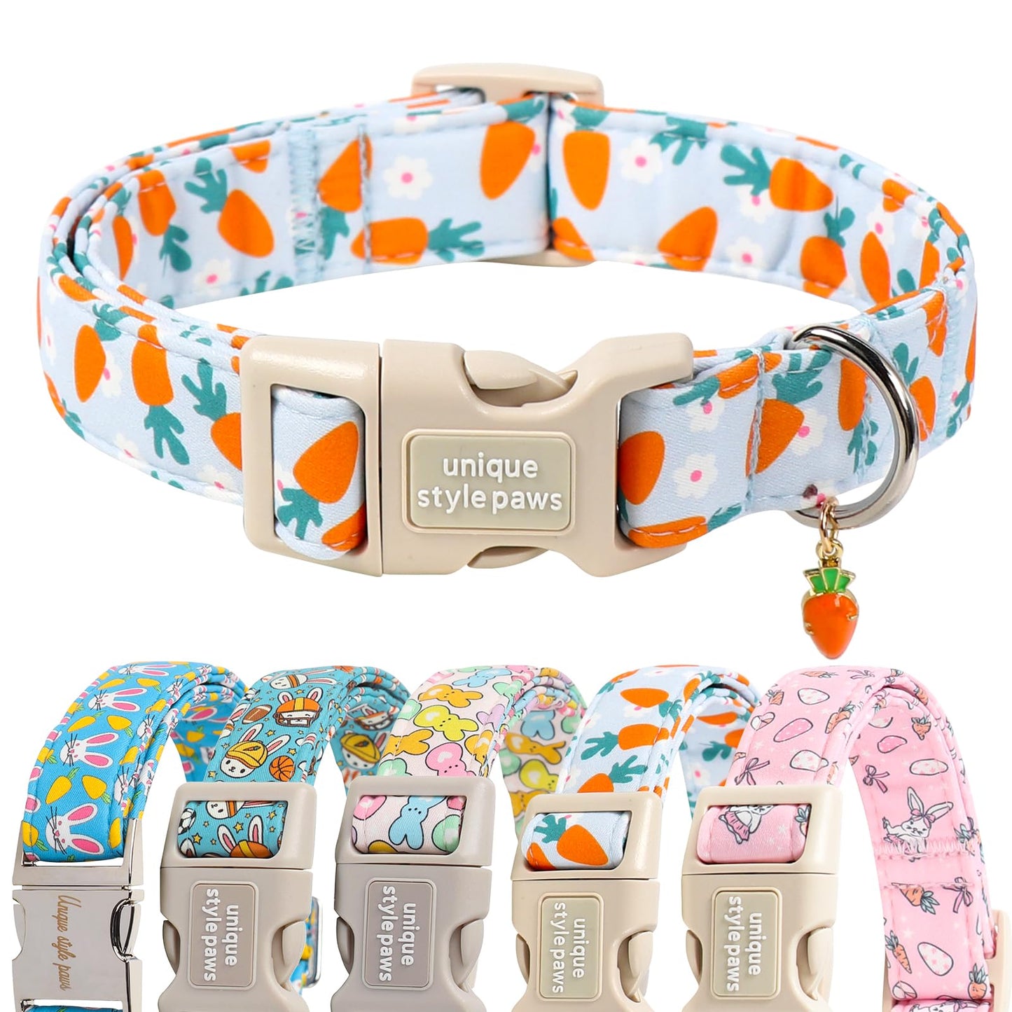 Unique Style Paws Dog Collar With Metal Buckle - Red Rose Flower Gift for Small, Medium, Large Boys Girls Dogs - Durable and Cute