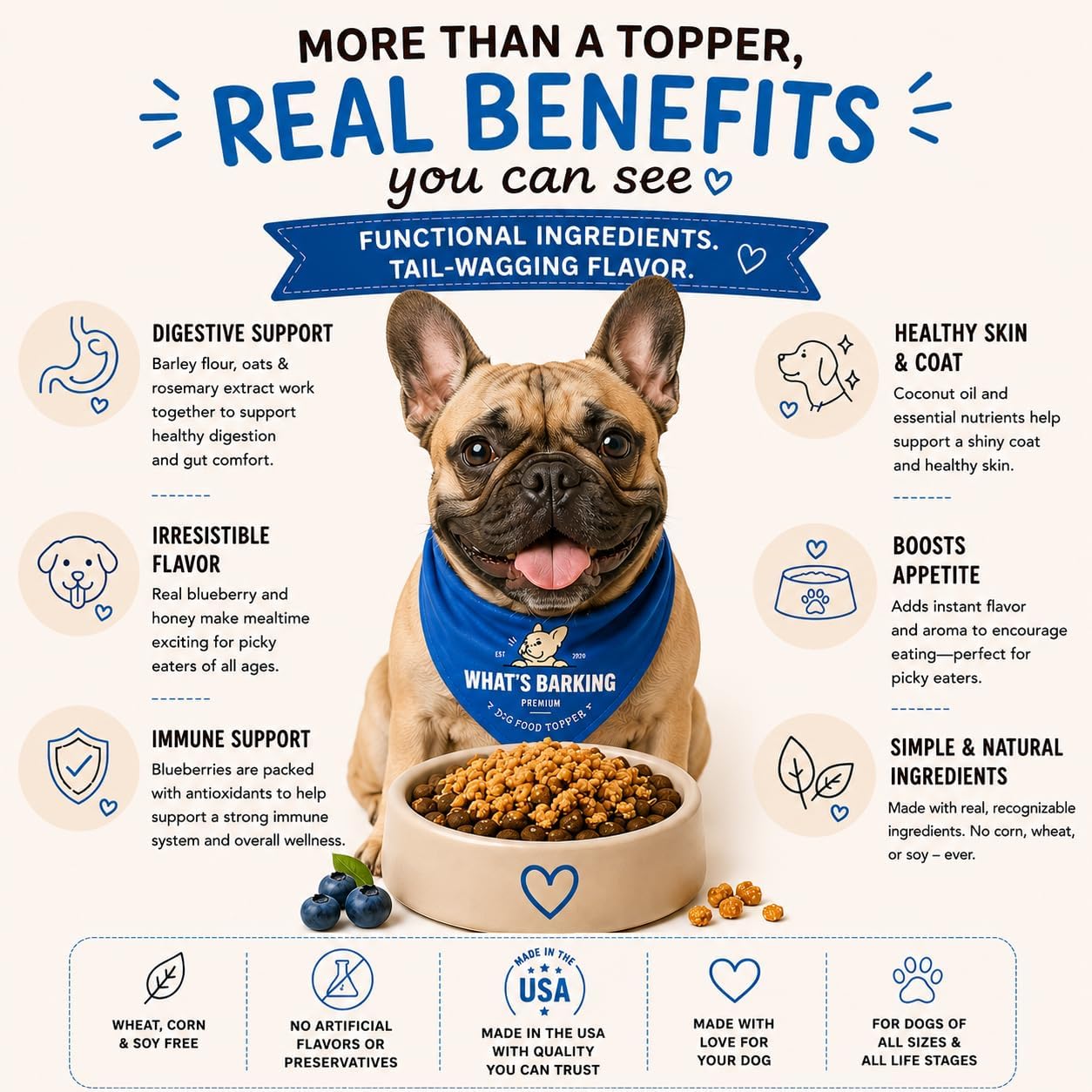 Shakers Dog Meal Toppers, Blueberry Muffin, Non-GMO, 3 Pack