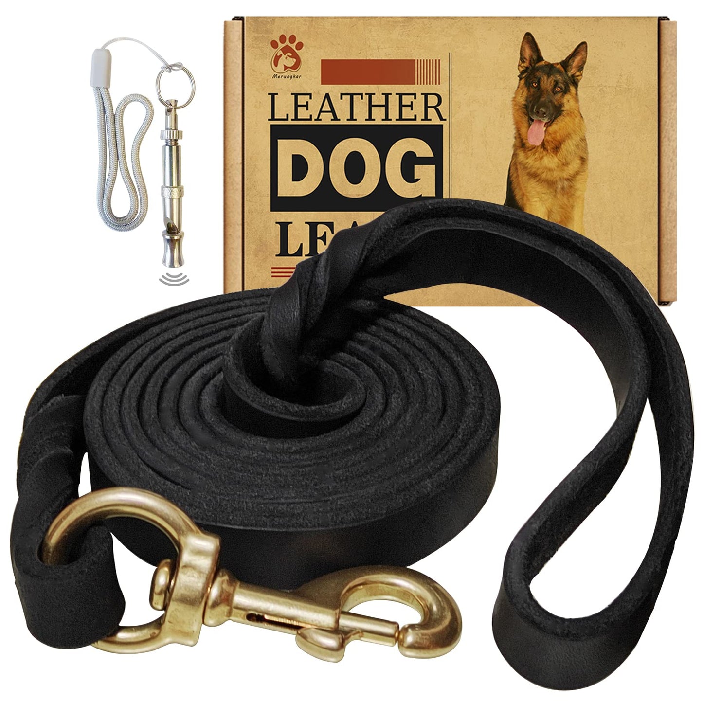 Leather Dog Leash 6ft x 3/4 inch,Strong Heavy Duty Genuine Leather Braided Dog Training Leash, Soft and Comfortable Leather Leash for Large Dogs, Medium Small Dogs (Brown, 6FT*3/4in)