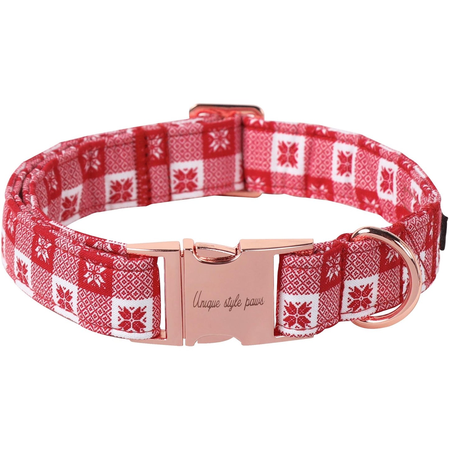 Unique Style Paws Dog Collar With Metal Buckle - Red Rose Flower Gift for Small, Medium, Large Boys Girls Dogs - Durable and Cute