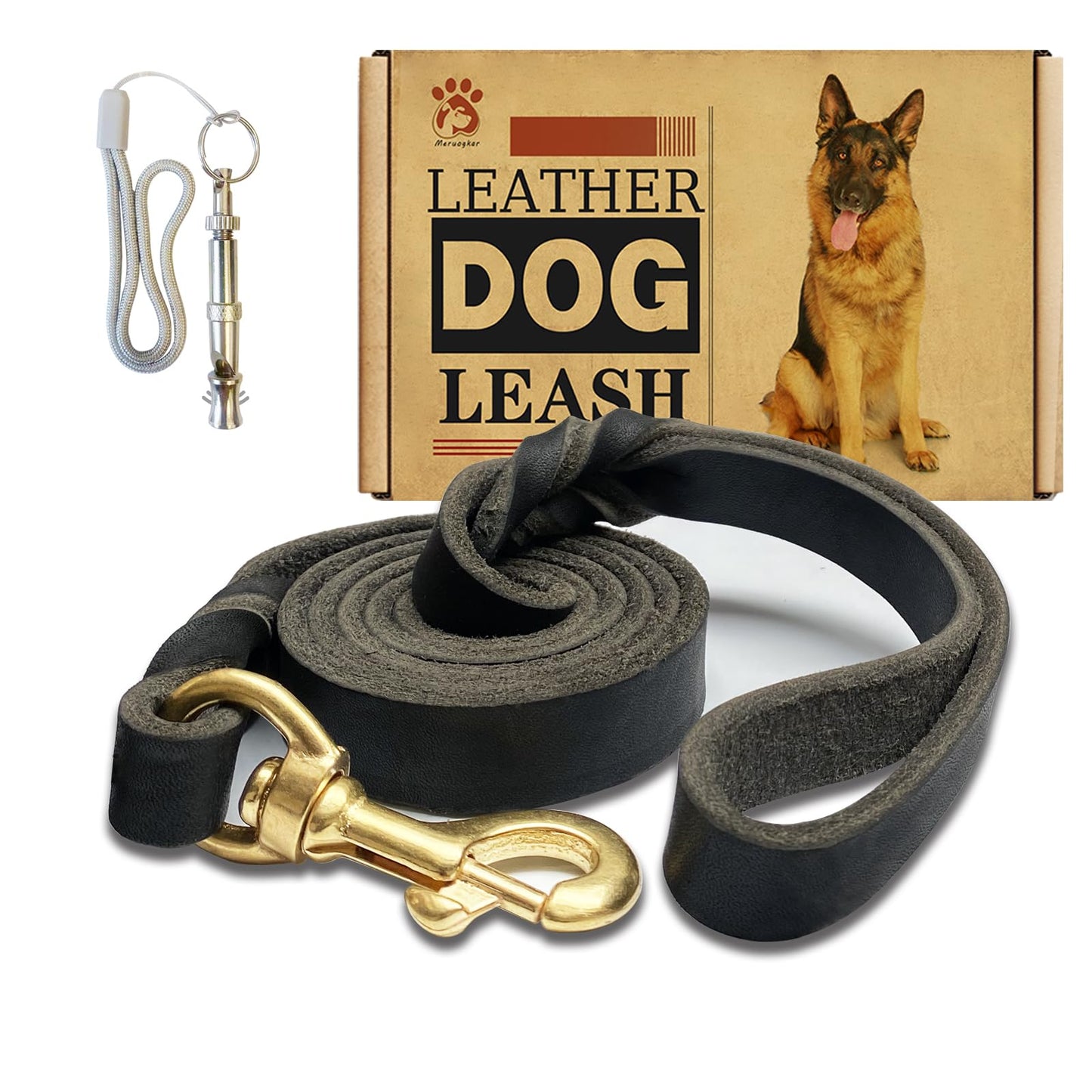 Leather Dog Leash 6ft x 3/4 inch,Strong Heavy Duty Genuine Leather Braided Dog Training Leash, Soft and Comfortable Leather Leash for Large Dogs, Medium Small Dogs (Brown, 6FT*3/4in)