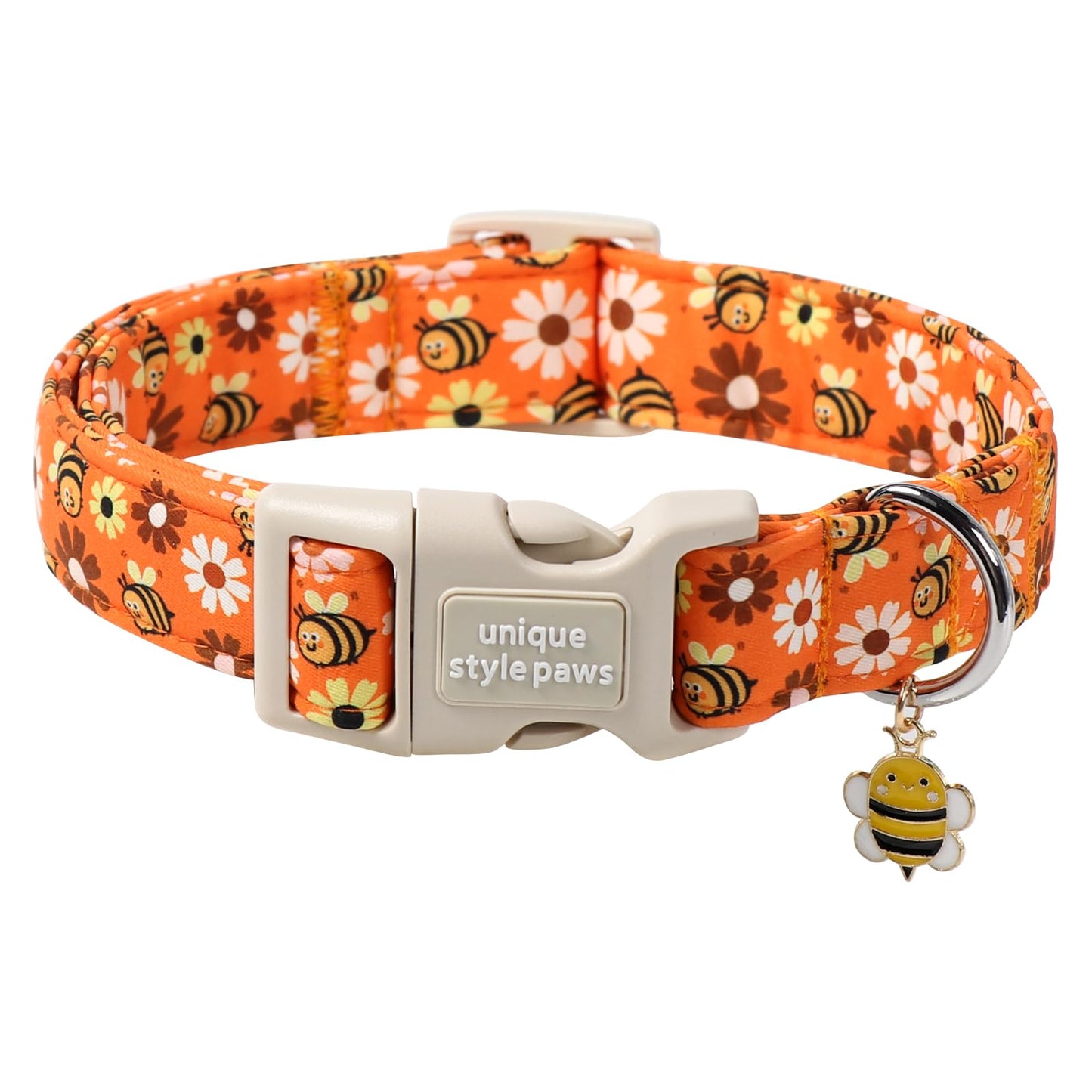 Unique Style Paws Dog Collar With Metal Buckle - Red Rose Flower Gift for Small, Medium, Large Boys Girls Dogs - Durable and Cute
