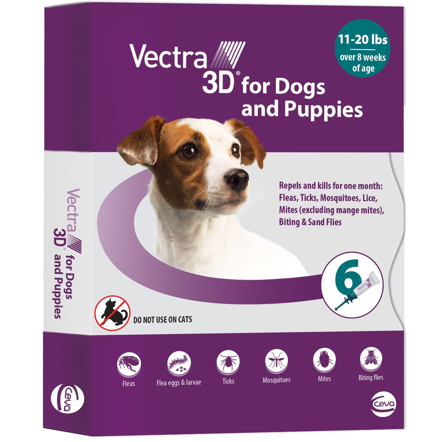 Vectra 3D Flea and Tick Prevention for Small Dogs 11-20 lbs, 3‑Month