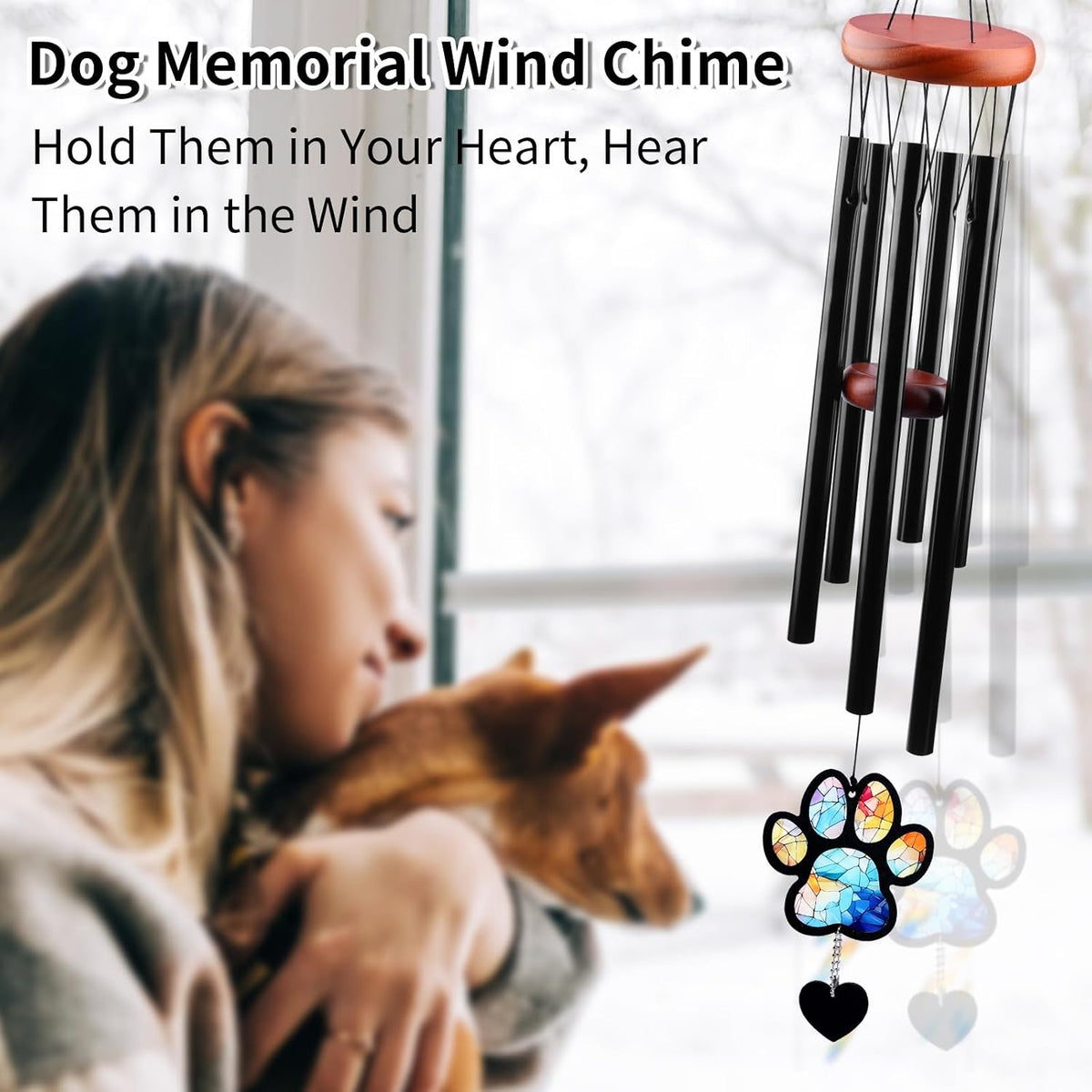 Dog Memorial Wind Chime for Loss of Pet Sympathy Bereavement Gift (Paw)