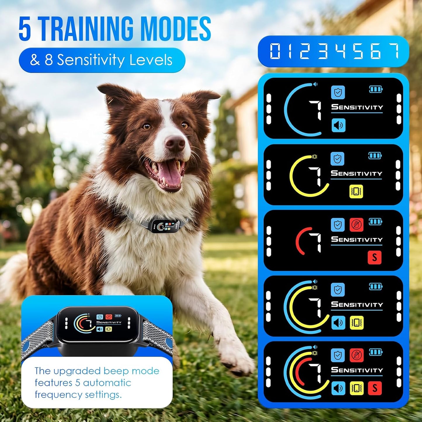 Dog Bark Collar 2 Pack, Auto Anti Barking Collar for Large Medium Small Dogs 11-120lbs, 7 Sensitivity Levels, 5 Safe Training Modes, Humane Bark Training Collar