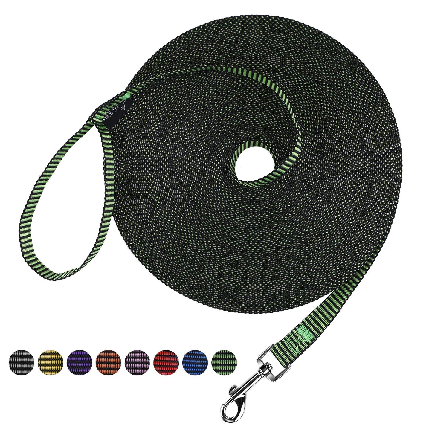 Hi Kiss Dog/Puppy Obedience Recall Training Agility Lead - 15ft 20ft 30ft 50ft 100ft Training Leash - Great for Play, Camping, or Backyard - Black 20ft