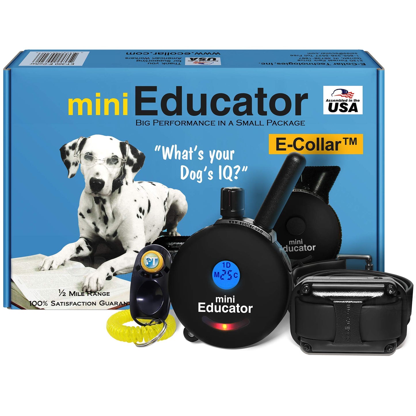 Educator ET-300 Mini E Collar for Dog Training with Remote - 1/2 Mile Range, Waterproof, 100 Blunt Stimulation Levels, Tone or Vibration Mode, Night Light Tracking for Small, Medium & Large Dogs