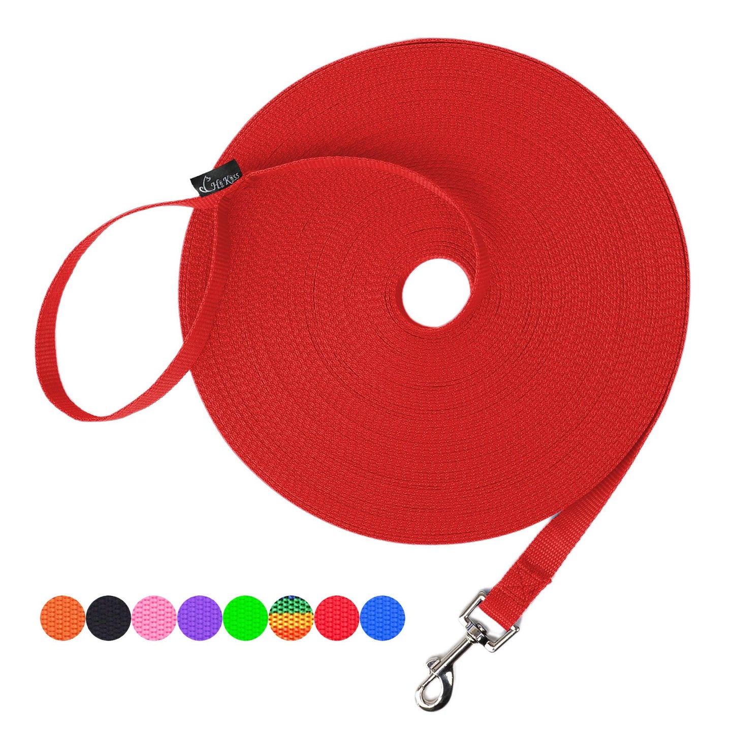 Hi Kiss Dog/Puppy Obedience Recall Training Agility Lead - 15ft 20ft 30ft 50ft 100ft Training Leash - Great for Play, Camping, or Backyard - Black 20ft