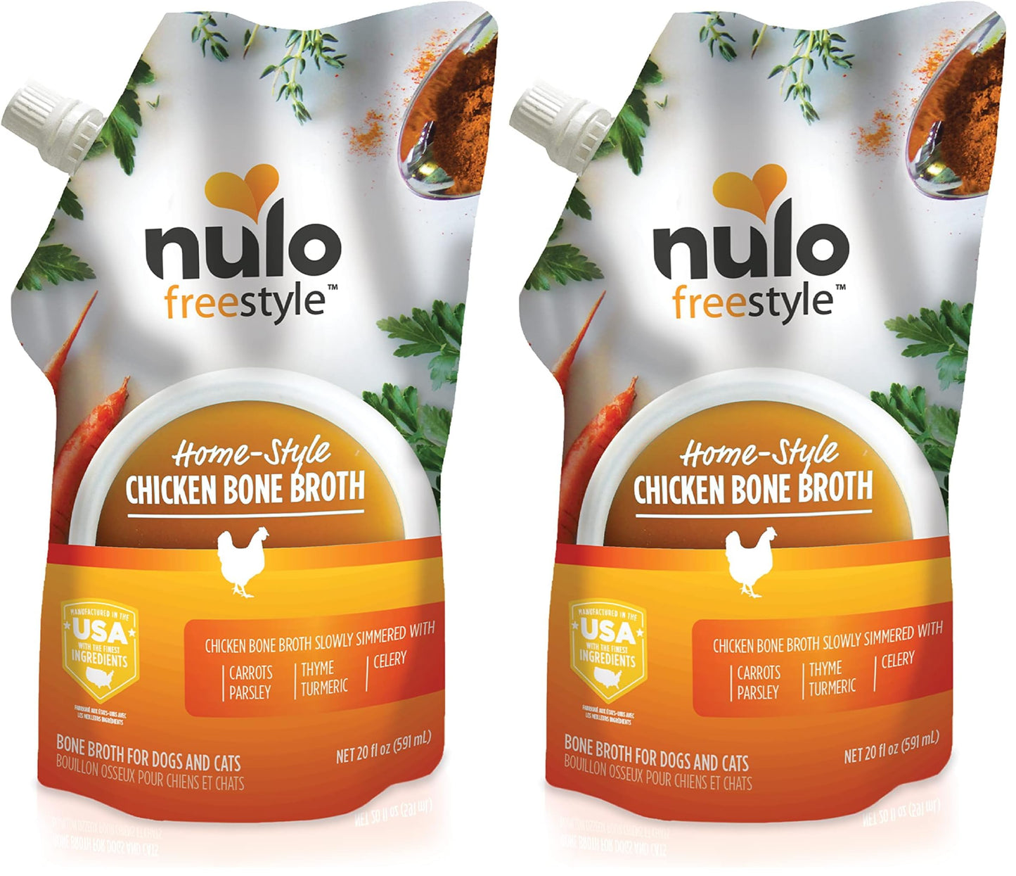 Nulo Freestyle Bone Broth, Premium Food Topper for Cats and Dogs, with Collagen and Chondroitin Sulfate to Help Boost the Quality of Your Pet’s Coat and Skin, 20 FL Oz Pouch