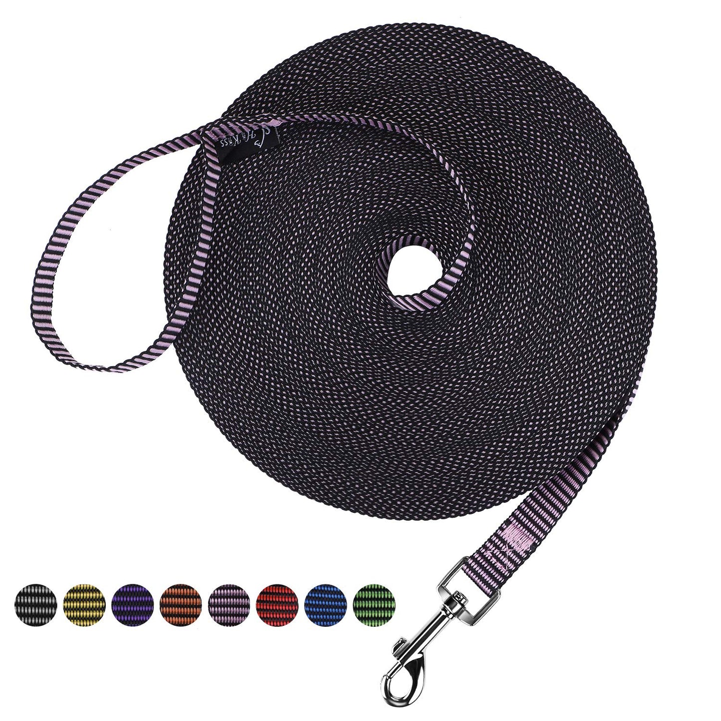 Hi Kiss Dog/Puppy Obedience Recall Training Agility Lead - 15ft 20ft 30ft 50ft 100ft Training Leash - Great for Play, Camping, or Backyard - Black 20ft
