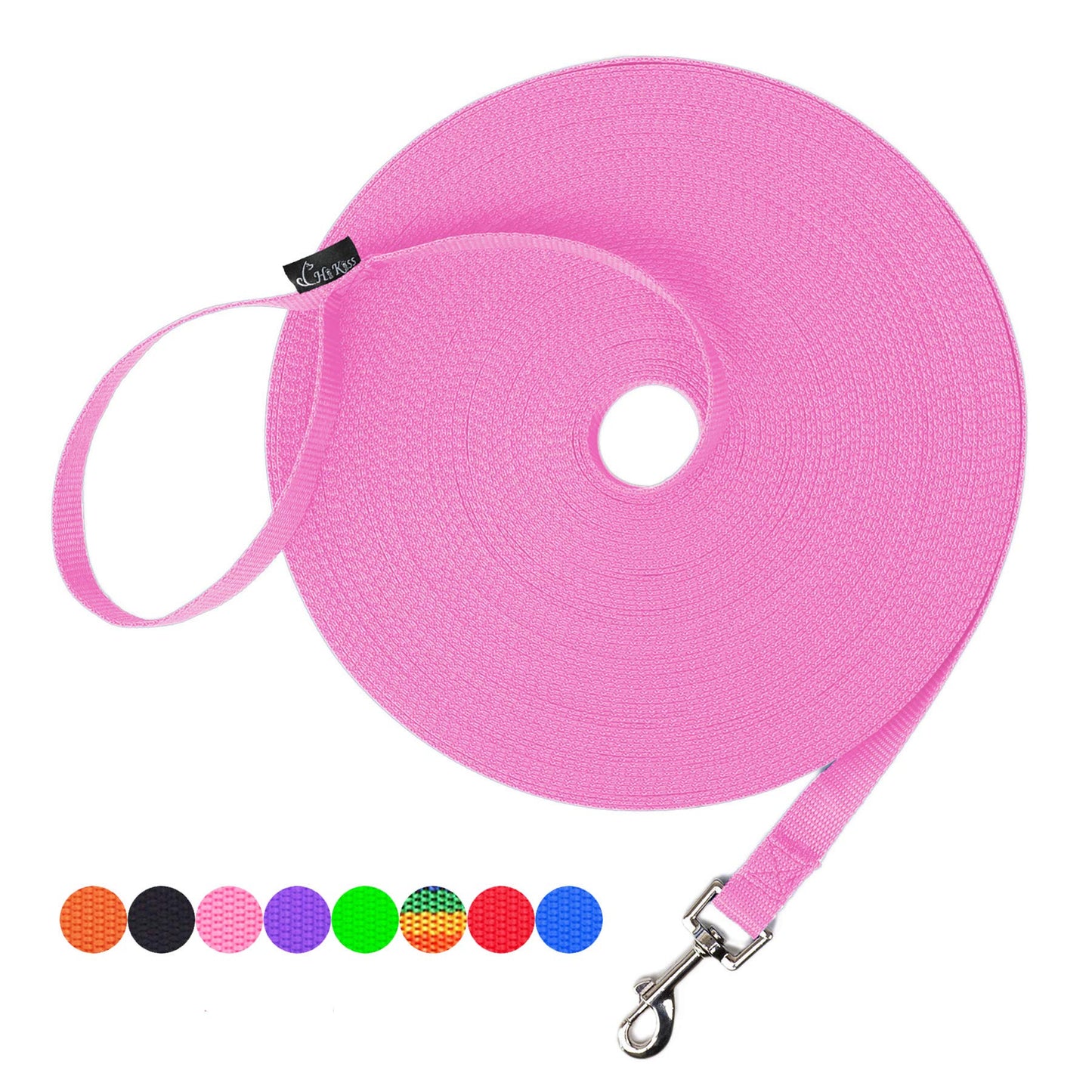 Hi Kiss Dog/Puppy Obedience Recall Training Agility Lead - 15ft 20ft 30ft 50ft 100ft Training Leash - Great for Play, Camping, or Backyard - Black 20ft