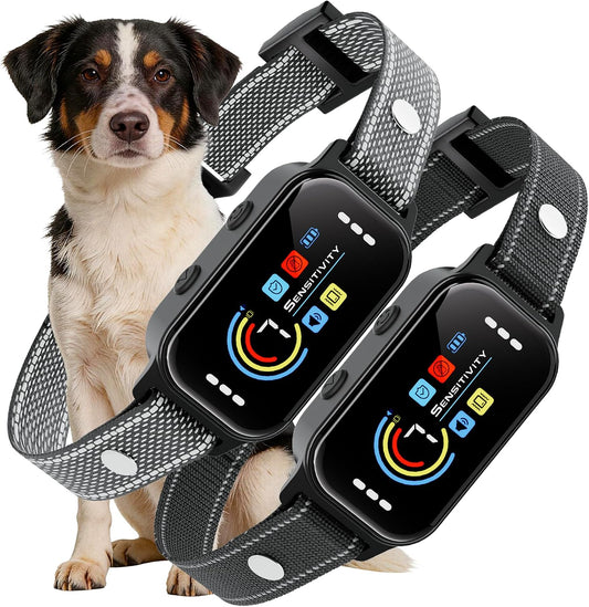 Dog Bark Collar 2 Pack, Auto Anti Barking Collar for Large Medium Small Dogs 11-120lbs, 7 Sensitivity Levels, 5 Safe Training Modes, Humane Bark Training Collar
