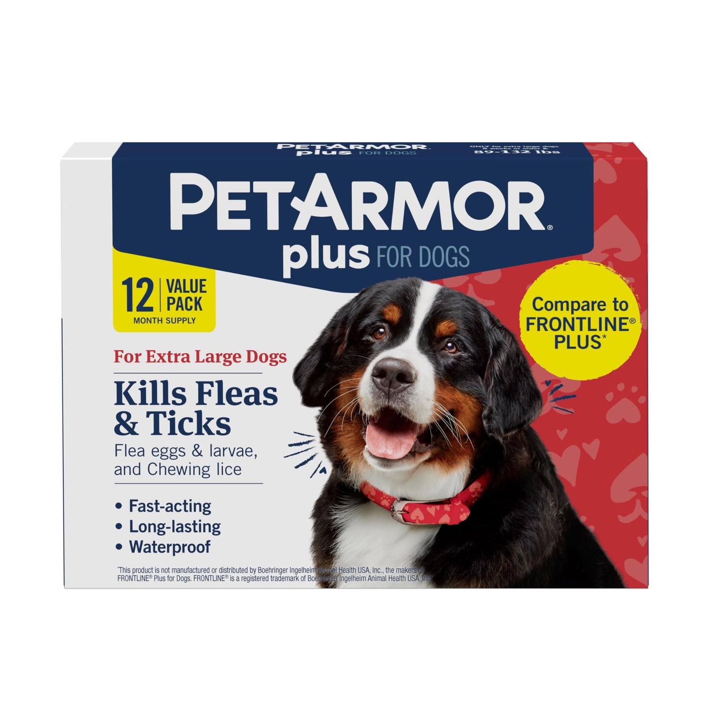 PetArmor Plus Flea & Tick Topical Dogs 89-132 lbs, 3-Month