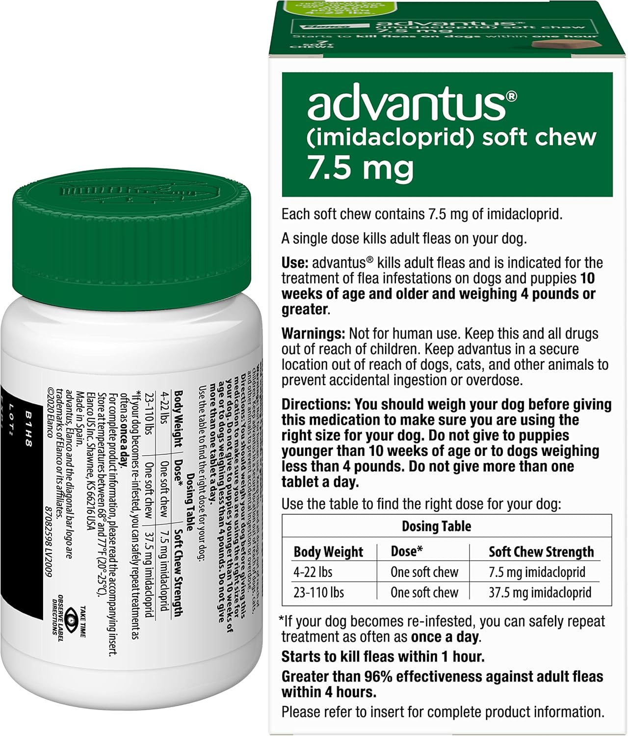 Advantus Dog Fast Acting Oral Flea Treatment Soft Chewable 4 - 22 lbs. | 7 ct.