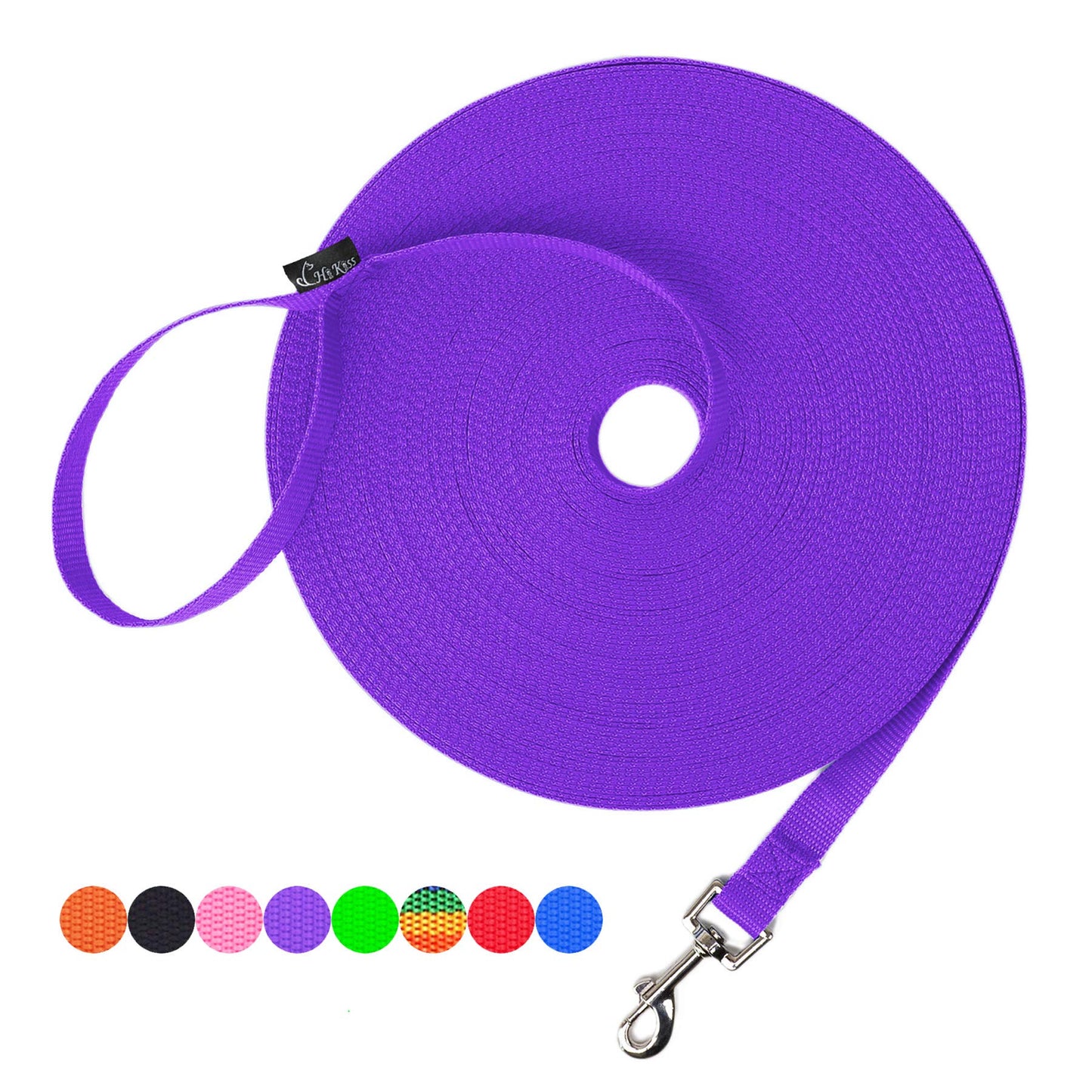 Hi Kiss Dog/Puppy Obedience Recall Training Agility Lead - 15ft 20ft 30ft 50ft 100ft Training Leash - Great for Play, Camping, or Backyard - Black 20ft