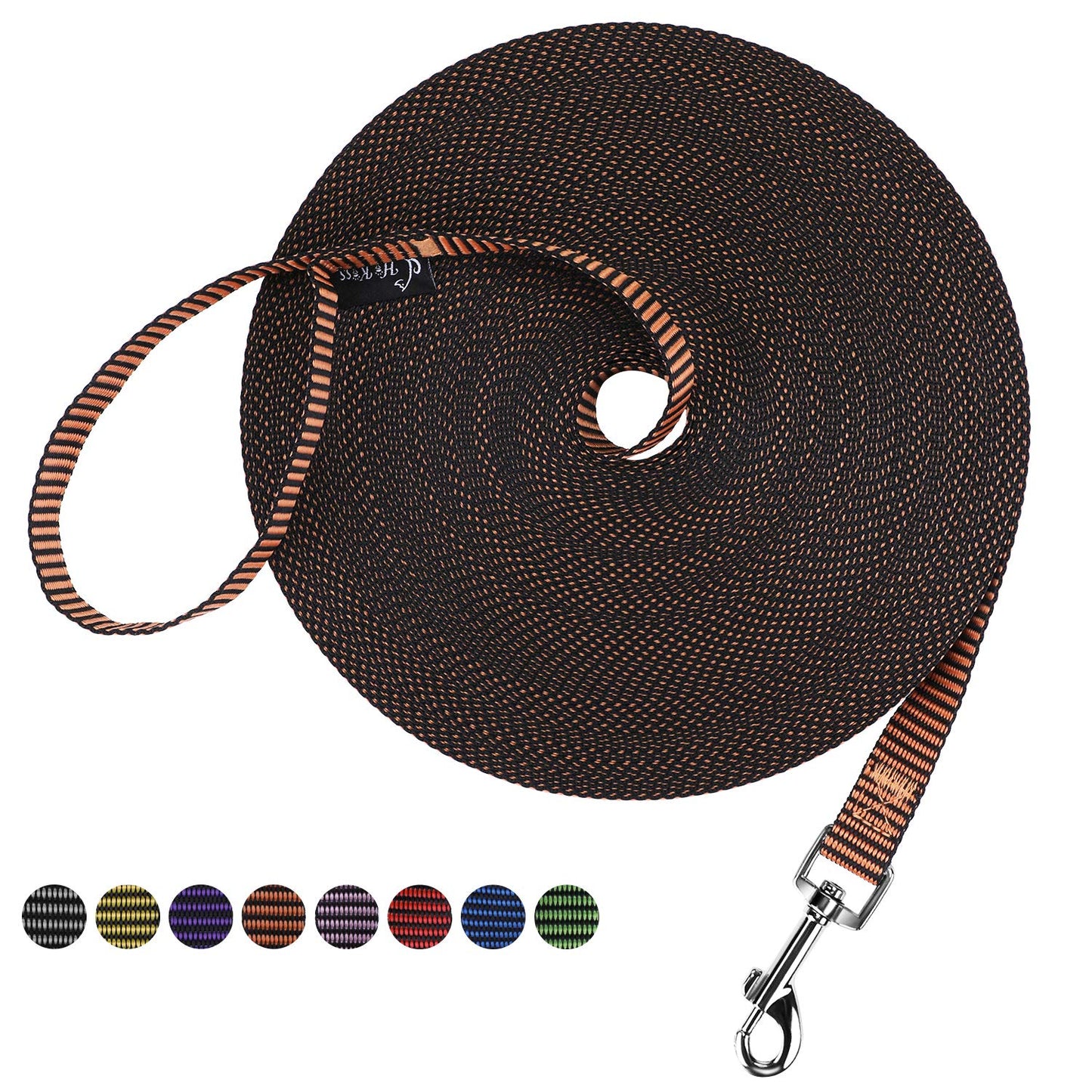Hi Kiss Dog/Puppy Obedience Recall Training Agility Lead - 15ft 20ft 30ft 50ft 100ft Training Leash - Great for Play, Camping, or Backyard - Black 20ft