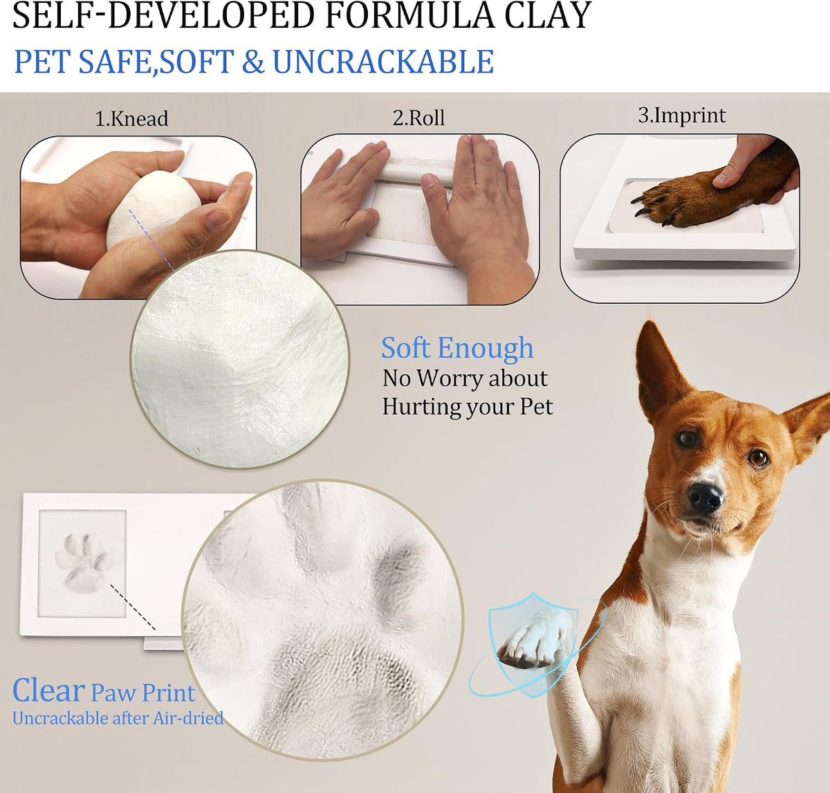 MYPAWLETS Paw Print Frame Kit,Dog/Cat Pawprints Keepsake,Black