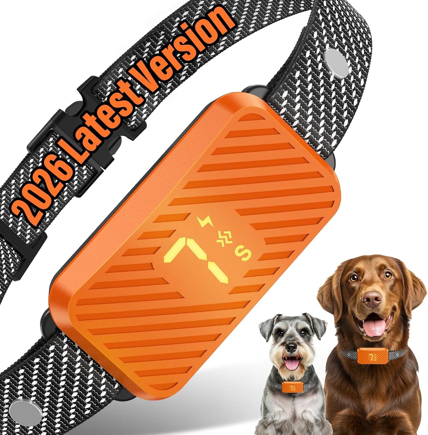 Dog Bark Collar for Large Medium Small Dogs, Effective No-Bark Collar, Smart Barking Collar, 2026 Upgraded Bark Collar with 7 Sensitivity, 3 Modes,Carrot Orange