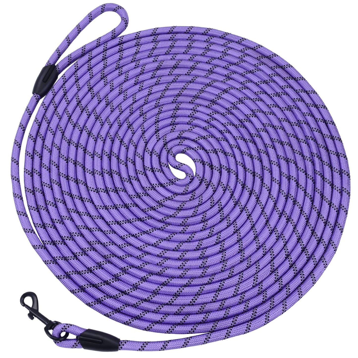 Hi Kiss Dog/Puppy Obedience Recall Training Agility Lead - 15ft 20ft 30ft 50ft 100ft Training Leash - Great for Play, Camping, or Backyard - Black 20ft