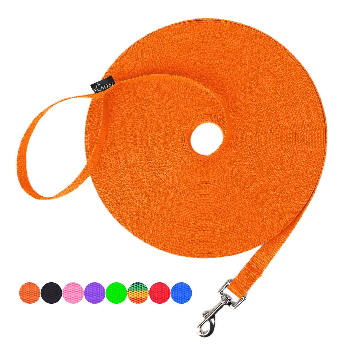 Hi Kiss Dog/Puppy Obedience Recall Training Agility Lead - 15ft 20ft 30ft 50ft 100ft Training Leash - Great for Play, Camping, or Backyard - Black 20ft