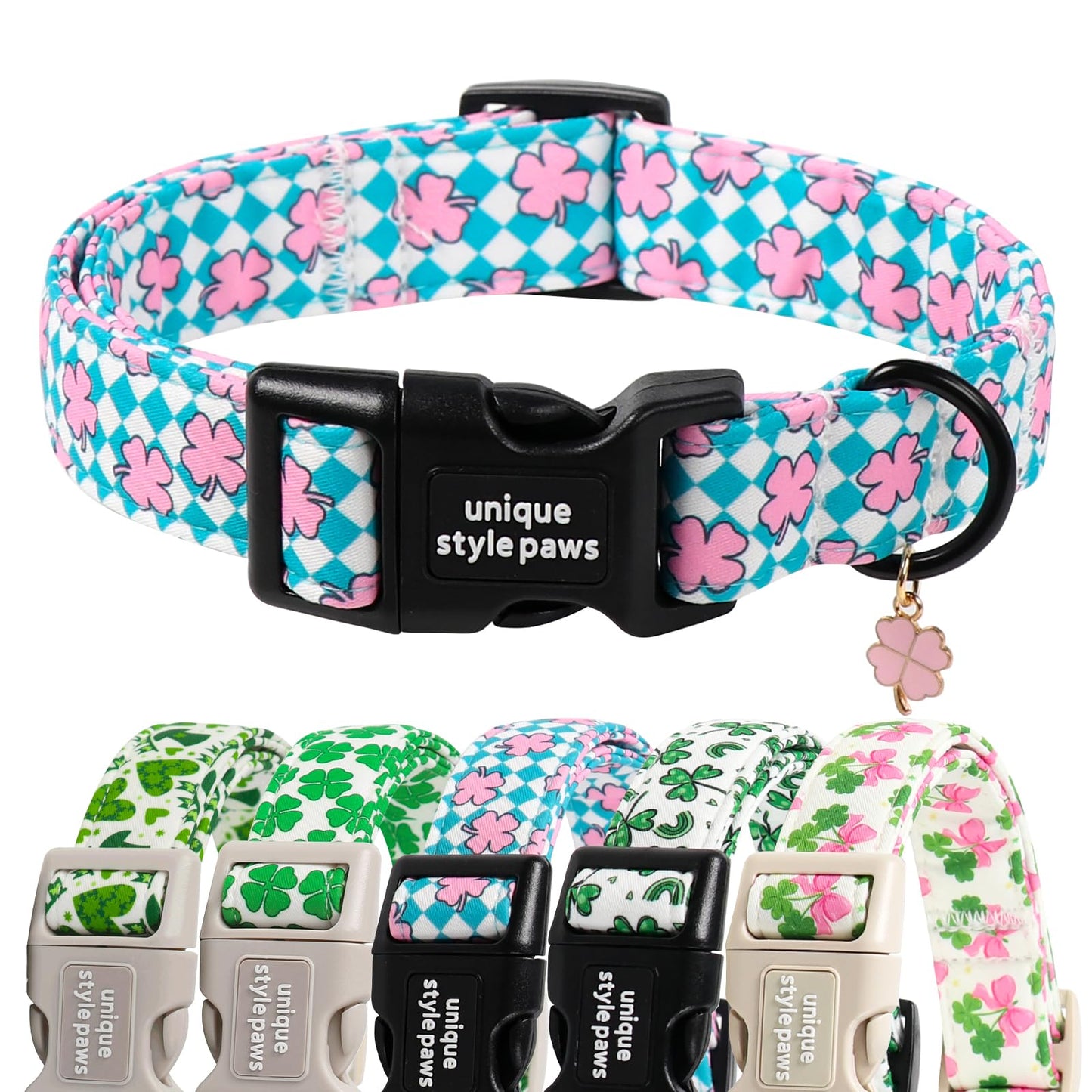 Unique Style Paws Dog Collar With Metal Buckle - Red Rose Flower Gift for Small, Medium, Large Boys Girls Dogs - Durable and Cute