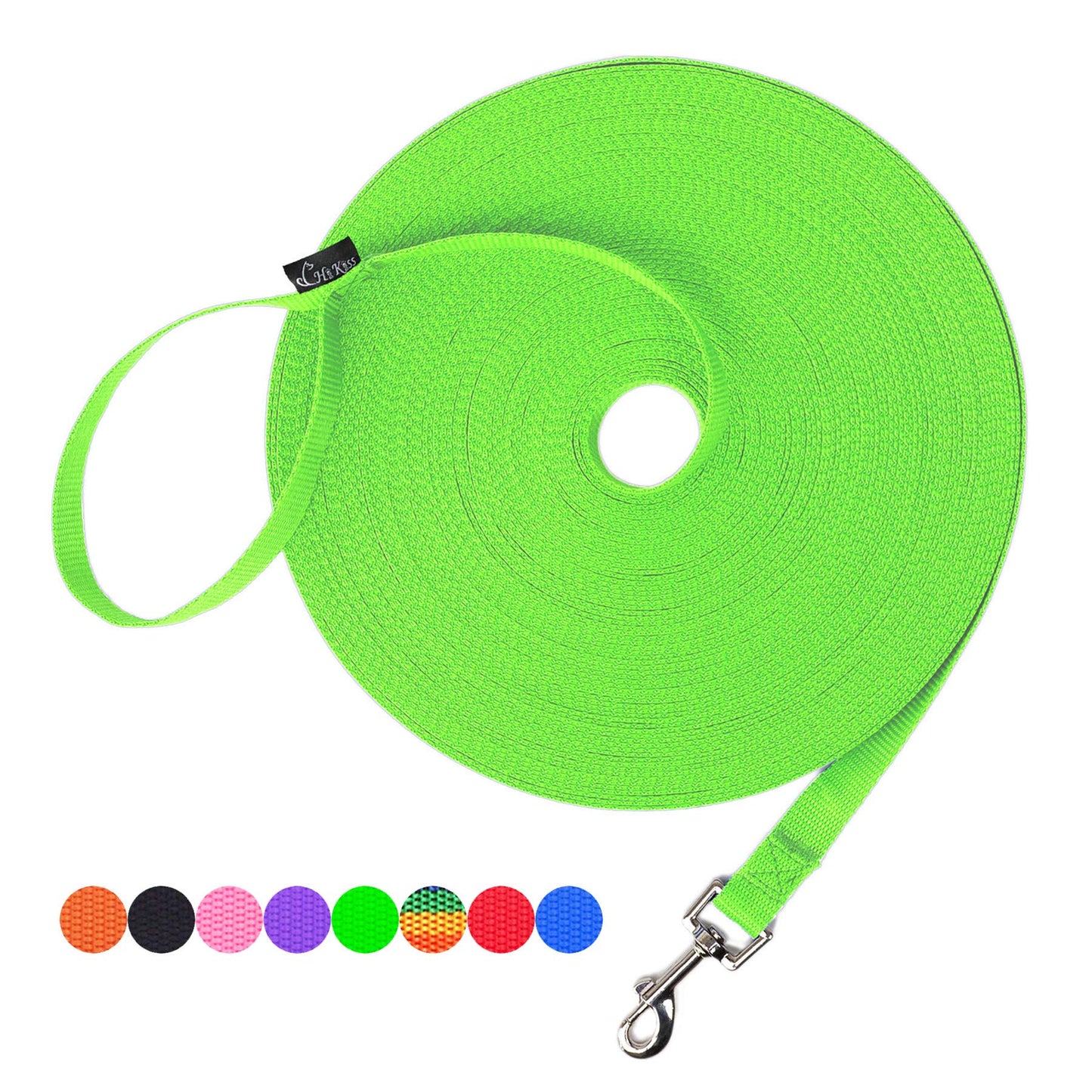 Hi Kiss Dog/Puppy Obedience Recall Training Agility Lead - 15ft 20ft 30ft 50ft 100ft Training Leash - Great for Play, Camping, or Backyard - Black 20ft