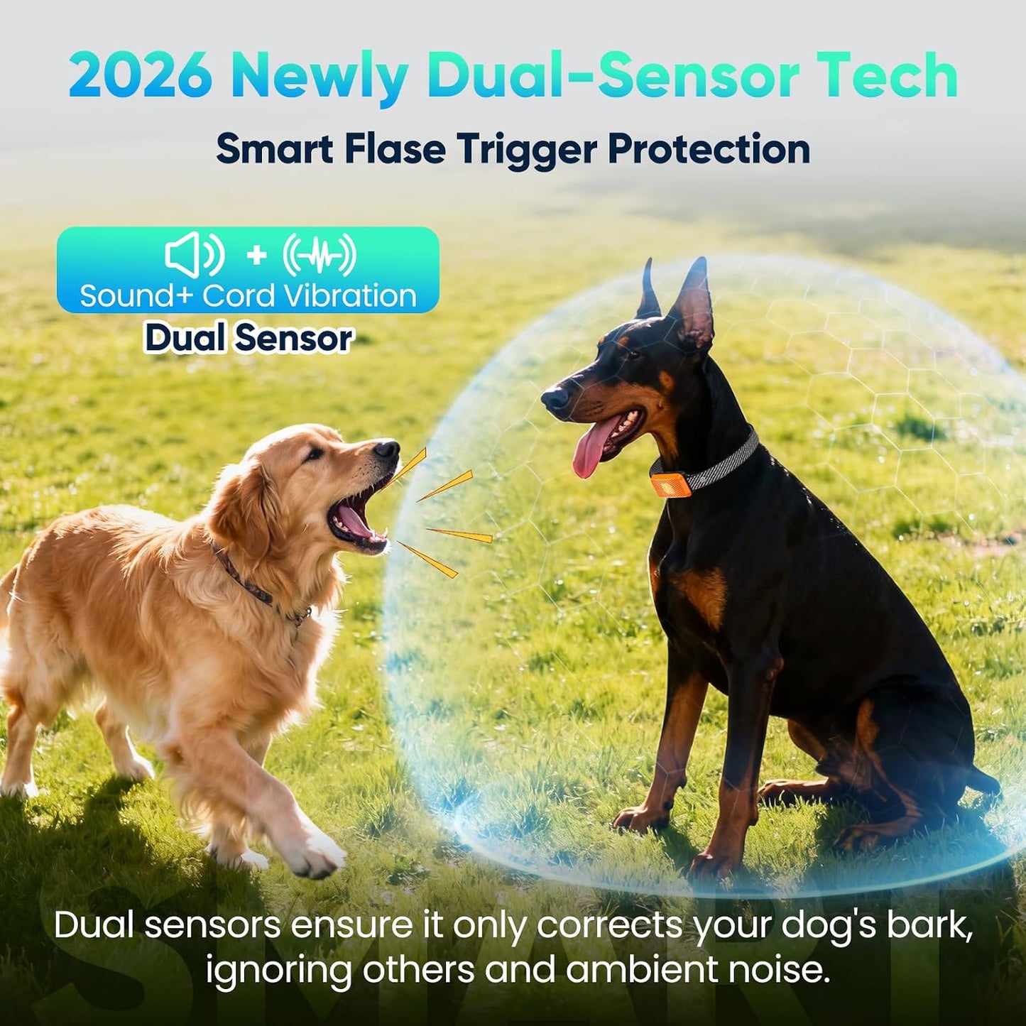Dog Bark Collar for Large Medium Small Dogs, Effective No-Bark Collar, Smart Barking Collar, 2026 Upgraded Bark Collar with 7 Sensitivity, 3 Modes,Carrot Orange