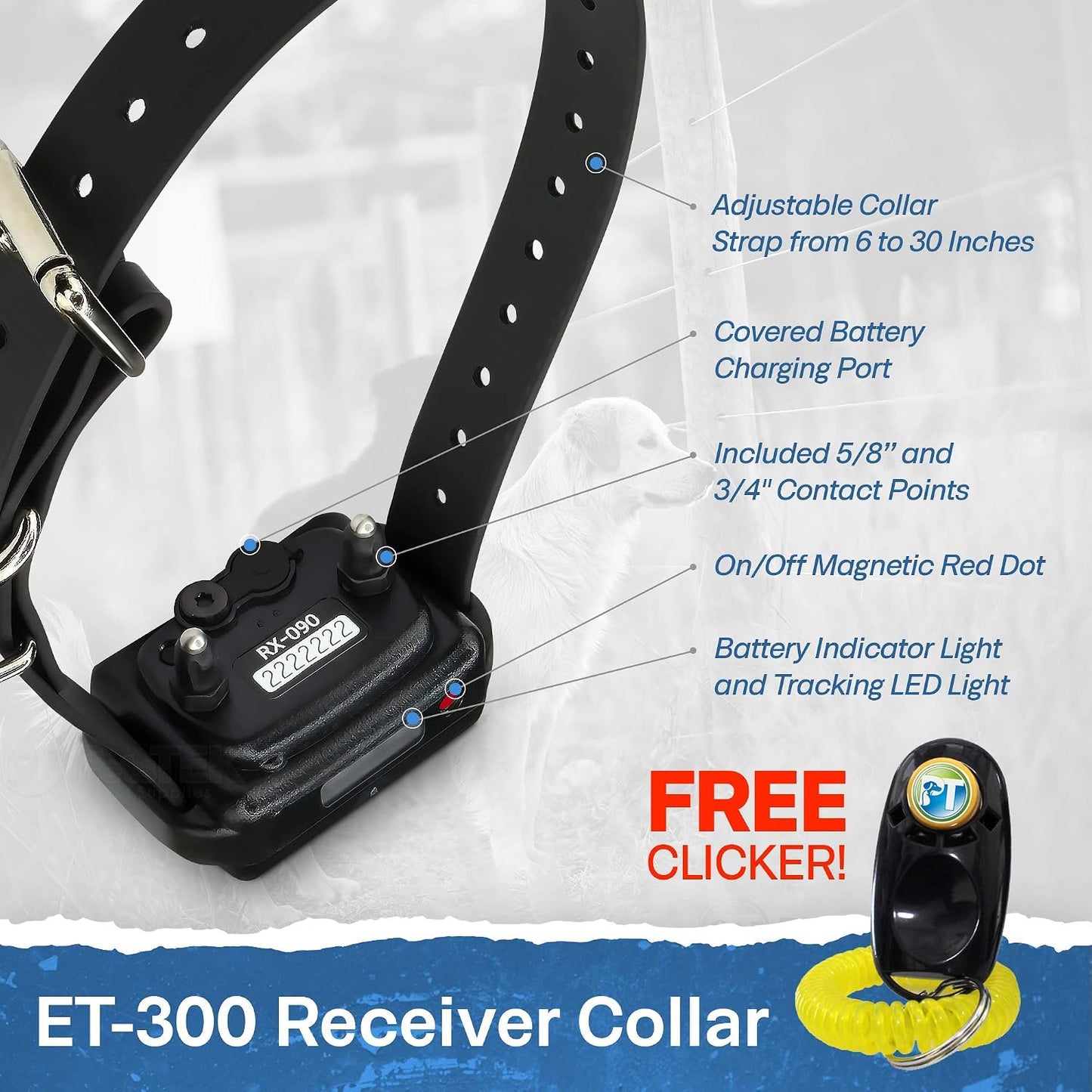 Educator ET-300 Mini E Collar for Dog Training with Remote - 1/2 Mile Range, Waterproof, 100 Blunt Stimulation Levels, Tone or Vibration Mode, Night Light Tracking for Small, Medium & Large Dogs
